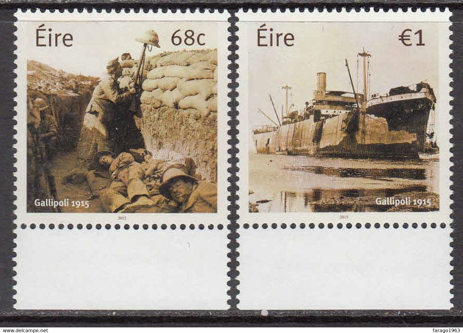 2015 Ireland WWI World War One Gallipoli Military History  Complete Set Of 2 MNH @ Below Face Value - Nuovi