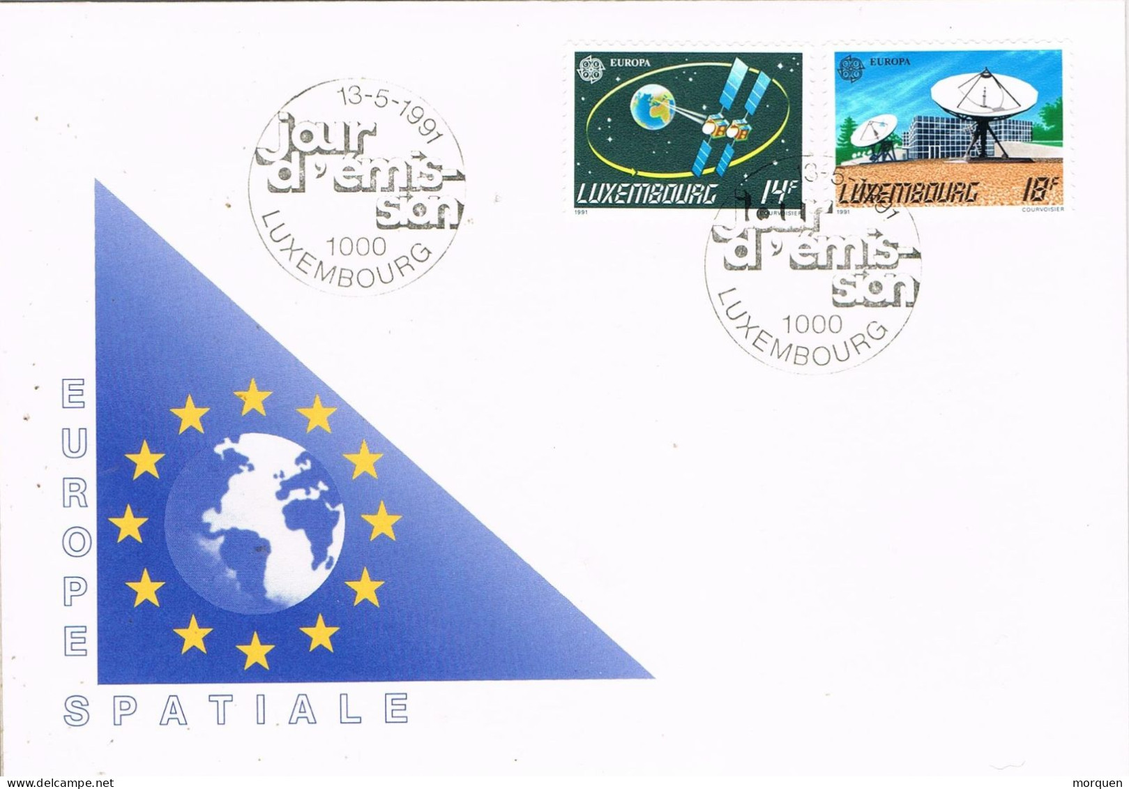54919. Carta LUXEMBOURG 1991. Tema EUROPA. Space, Espacio, Comunicaciones - FDC
