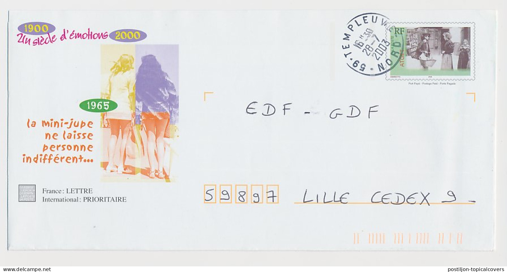 Postal Stationery France 2003 Mini Skirt - Leaves No One Indifferent - Kostums