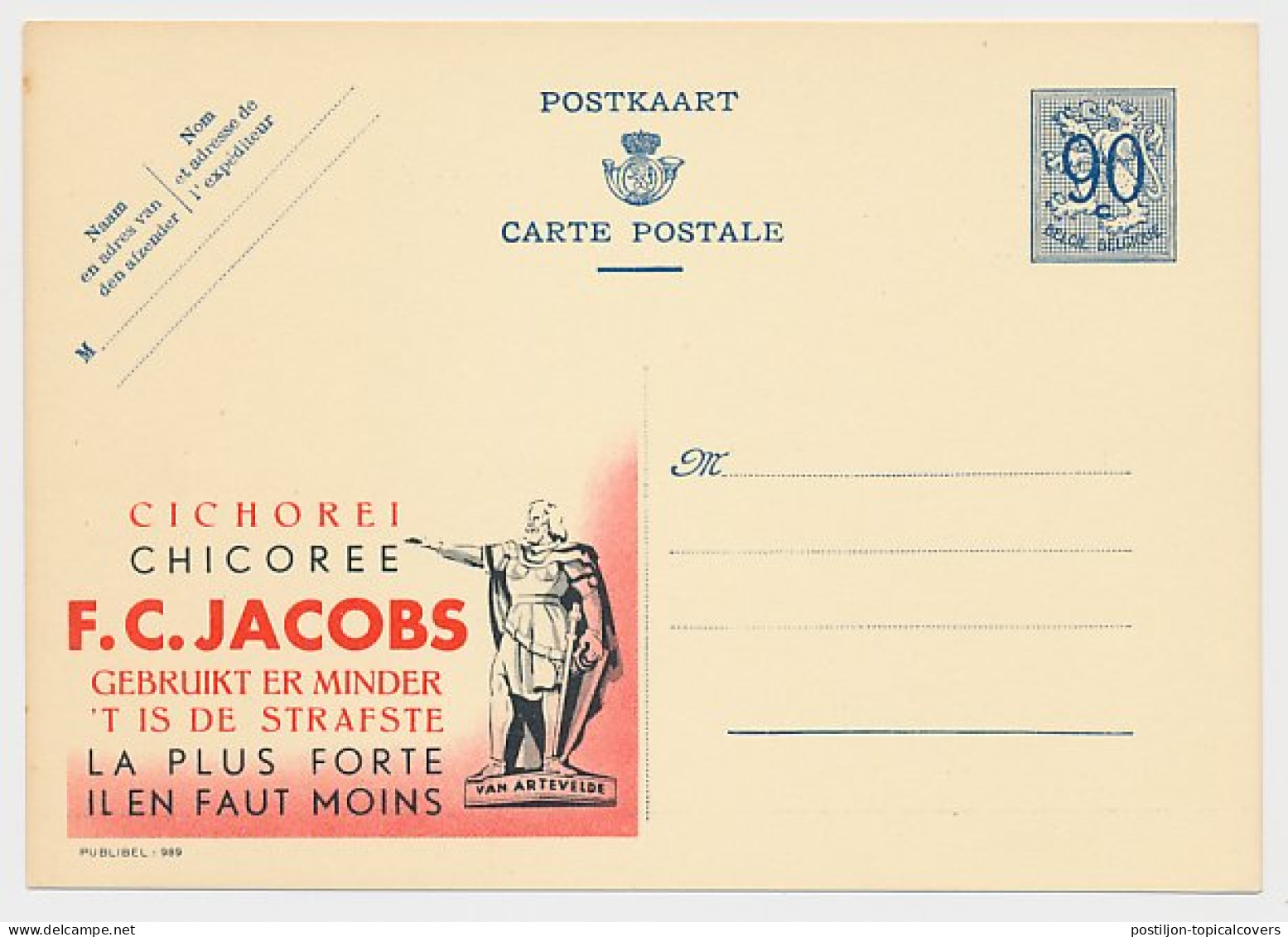 Publibel - Postal Stationery Belgium 1951 Jacob Van Artevelde - Flemish Leader - Chicoree - Altri & Non Classificati