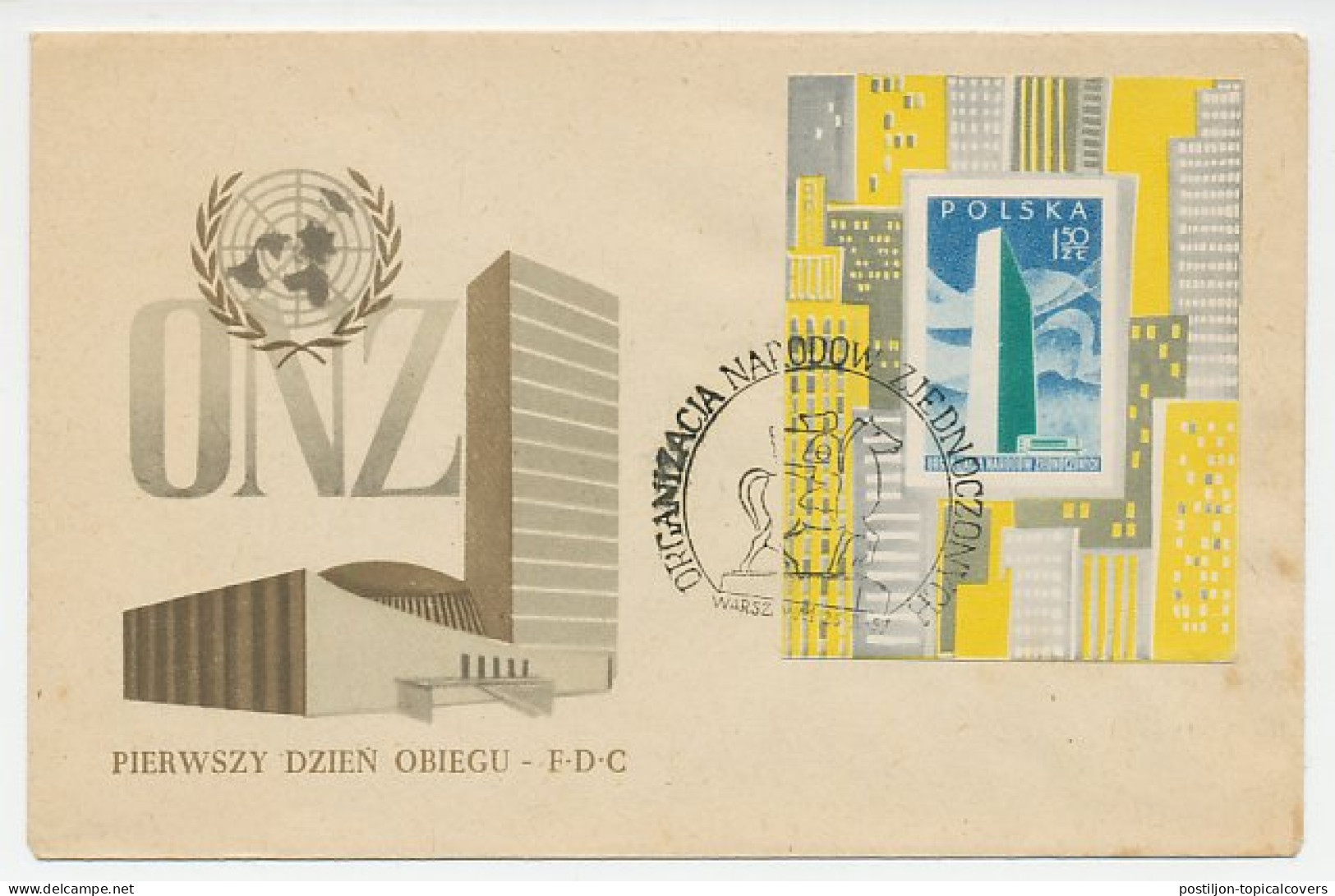 Cover / Postmark Poland 1957 United Nations - ONU