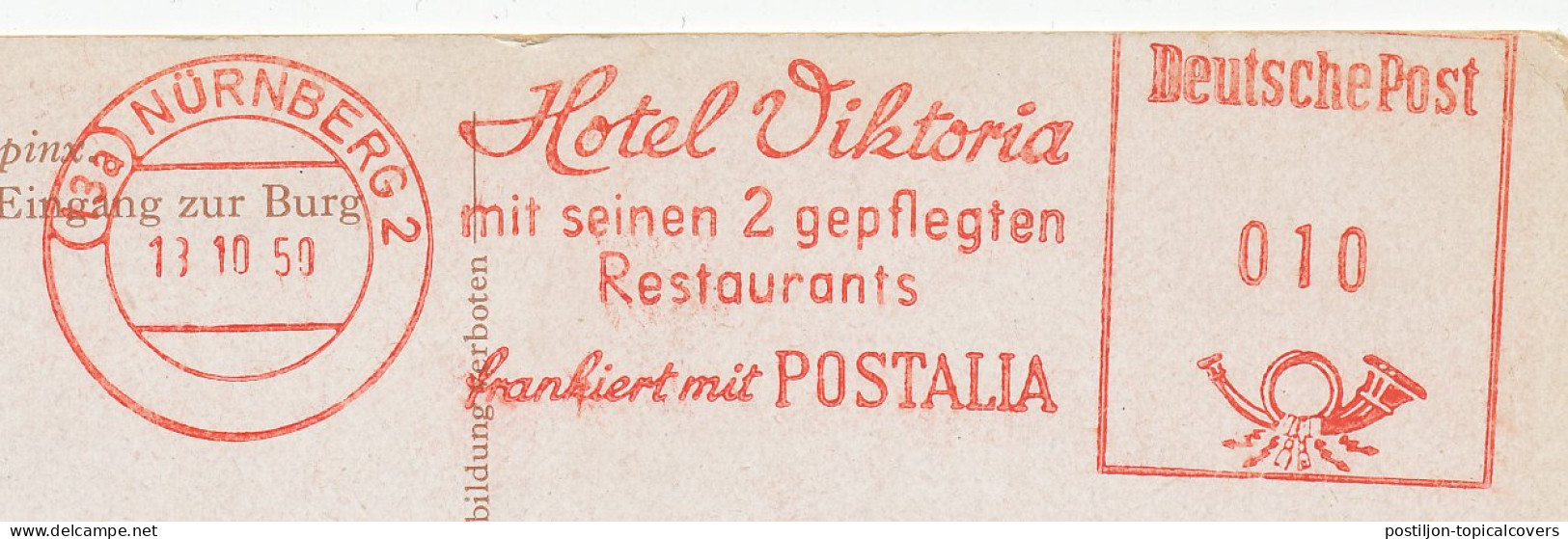 Meter Postcard Germany 1950 Franked With Postalia - Hotel Victoria - Viñetas De Franqueo [ATM]