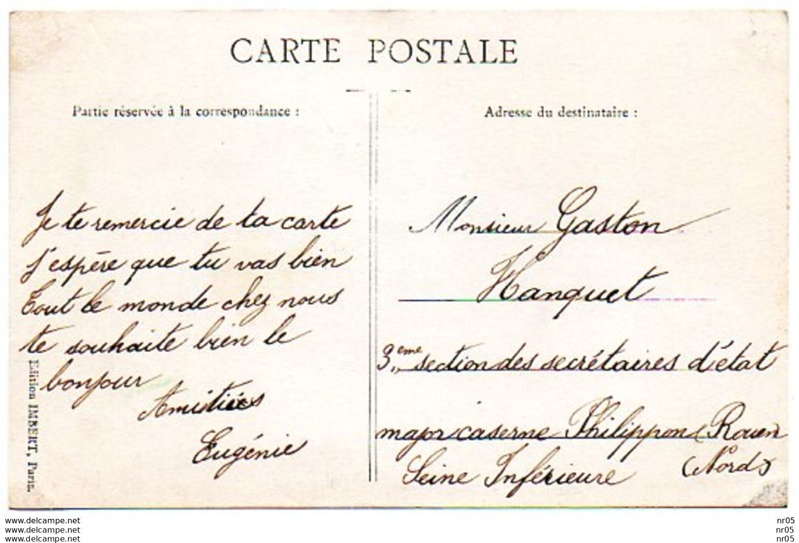 Fantaisie - Femme Et Fleurs Bleues ( A Vous, Joie Et Bonheur ) - Correspondance Adressee A La Caserne Philippon A ROUEN - Women