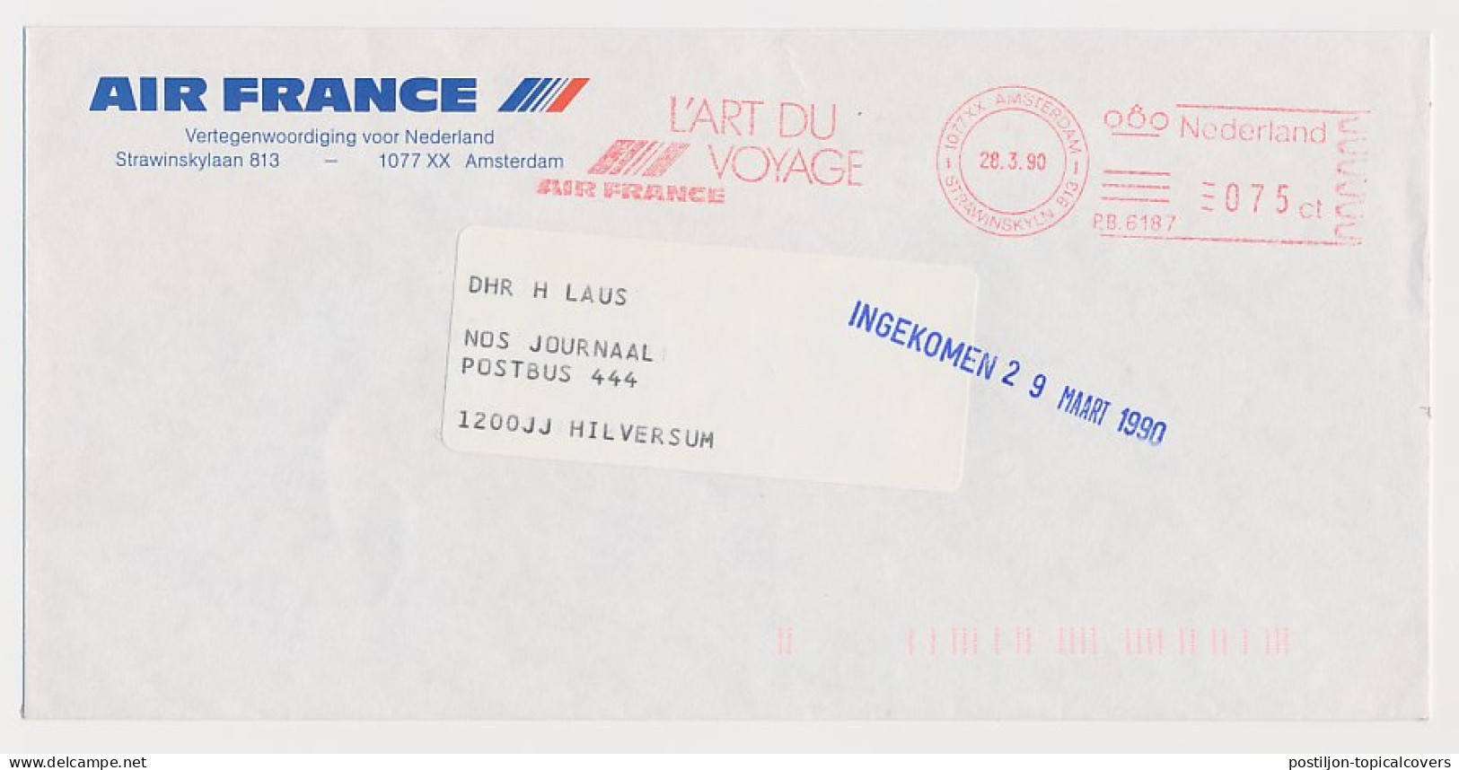 Meter Cover Netherlands 1990 Air France - L Art Du Voyage - Flugzeuge