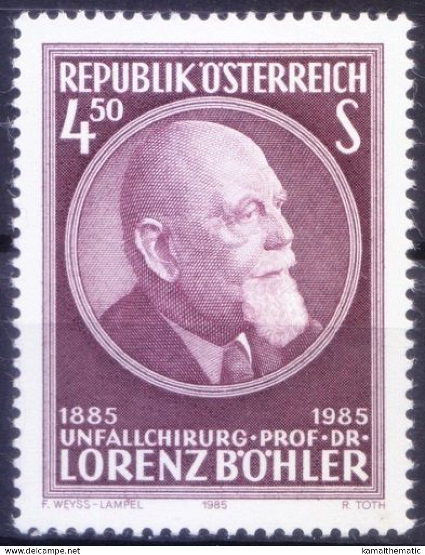 Austria 1985 MNH 1v, Dr Lorenz Bohler Physician & Surgeon, Medicine - Enfermedades