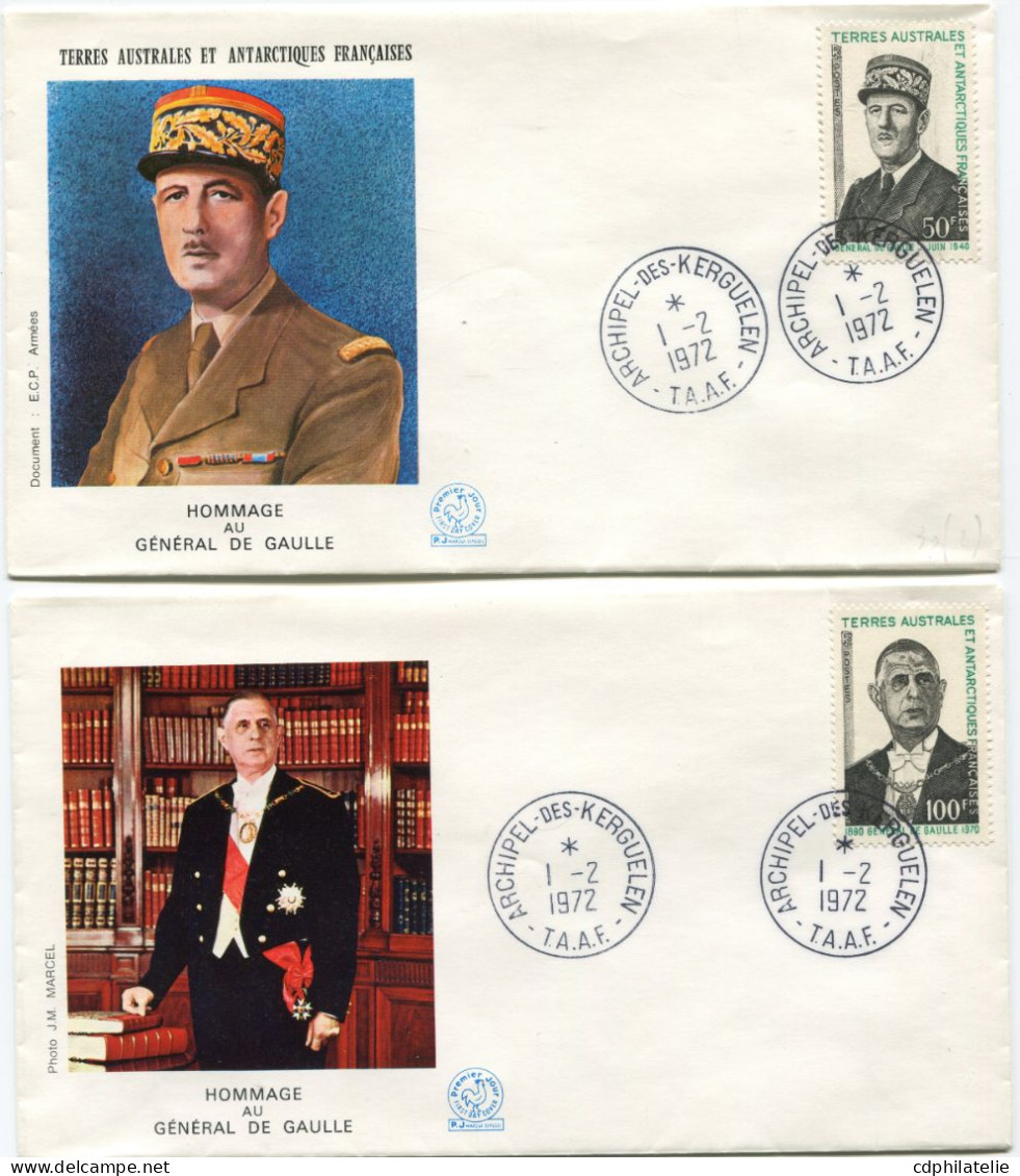 T. A. A. F. ENVELOPPE 1er JOUR DES N°46 / 47 1er ANNIVERSAIRE DE LA MORT DU GENERAL DE GAULLE AVEC OBL ILL DU 1-2-1972 - FDC