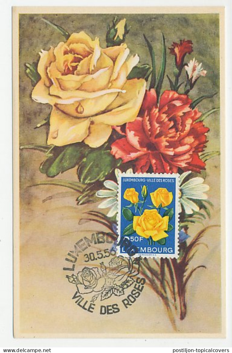 Maximum Card Luxembourg 1956 Flower - Rose  - Andere & Zonder Classificatie