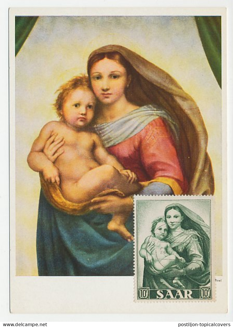 Maximum Card Germany / Saar 1954 Madonna And Child - Raffael - Autres & Non Classés