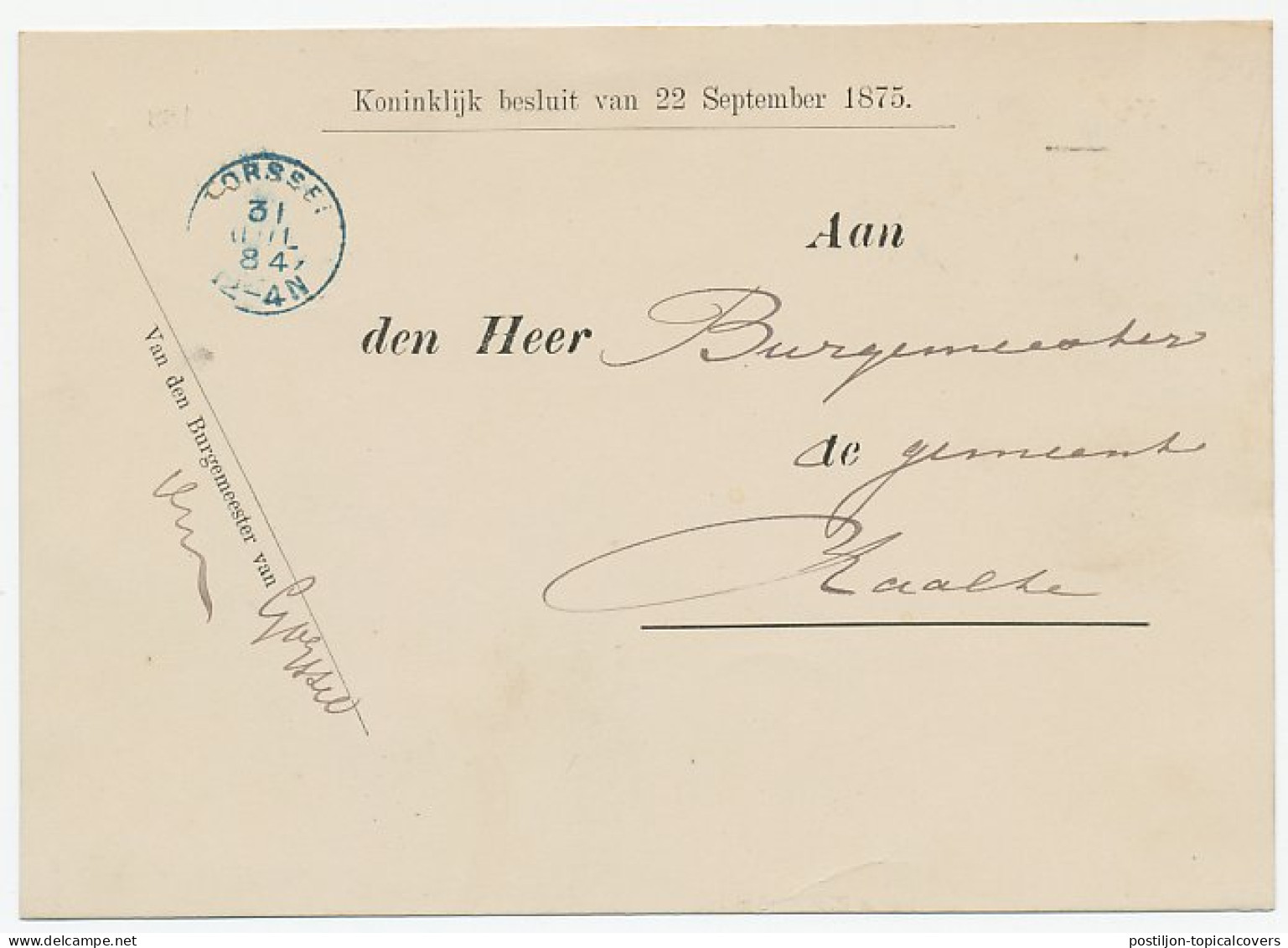 Kleinrondstempel Gorssel 1884 ( Blauw )  - Zonder Classificatie