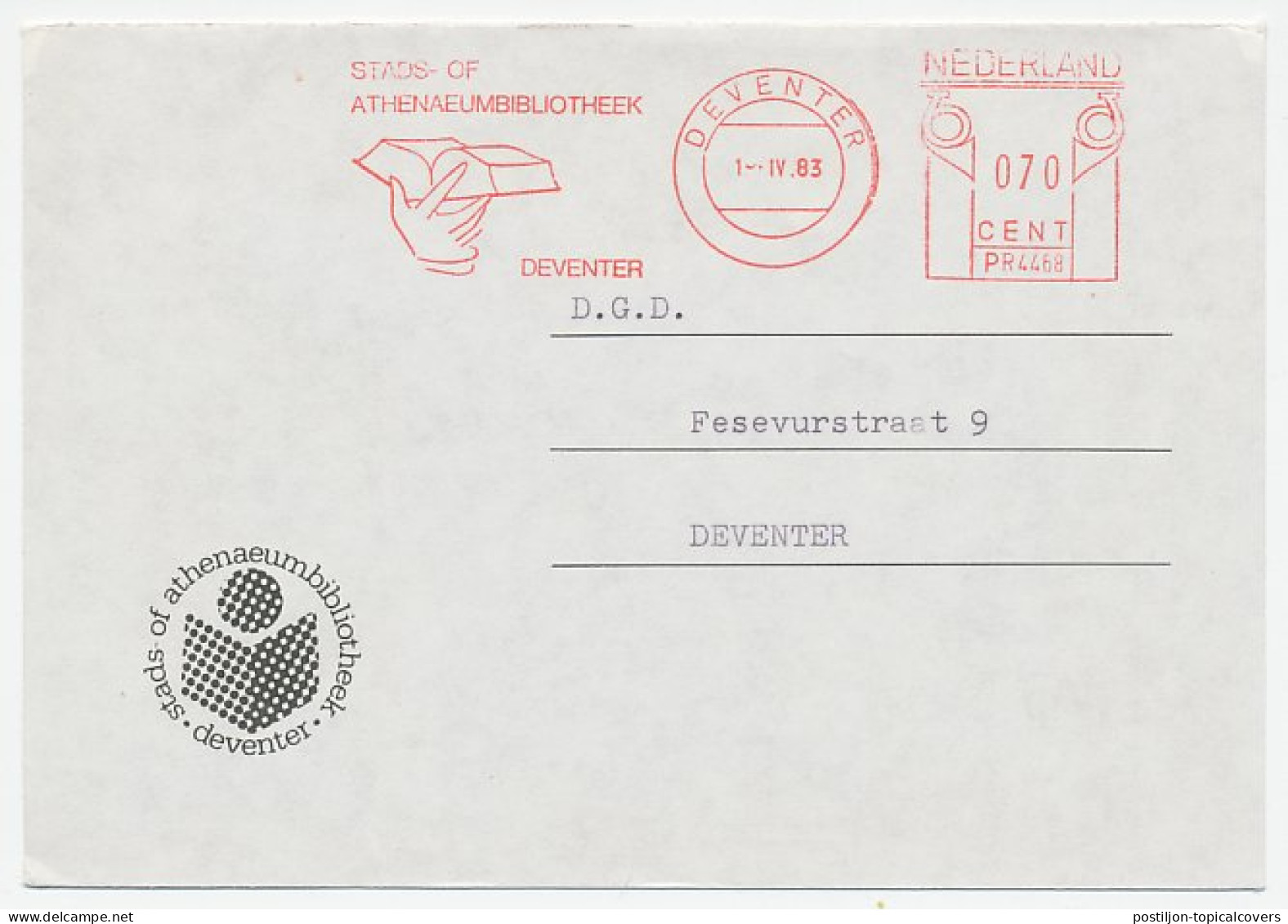 Meter Cover Netherlands 1983 Athenaeum Library - Book - Unclassified