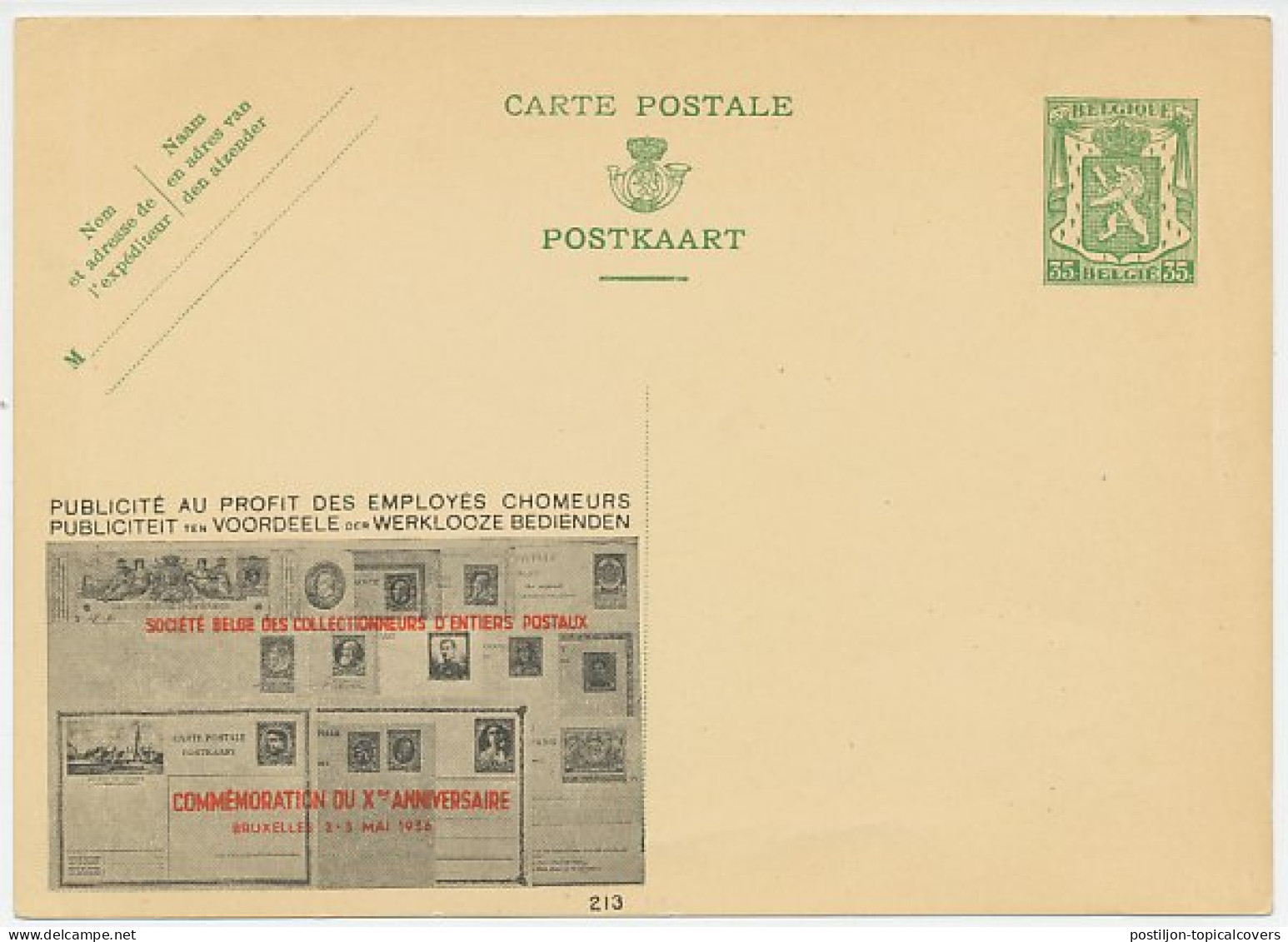 Publibel - Postal Stationery Belgium 1935 Postal Stationery On Stationery - Sonstige & Ohne Zuordnung