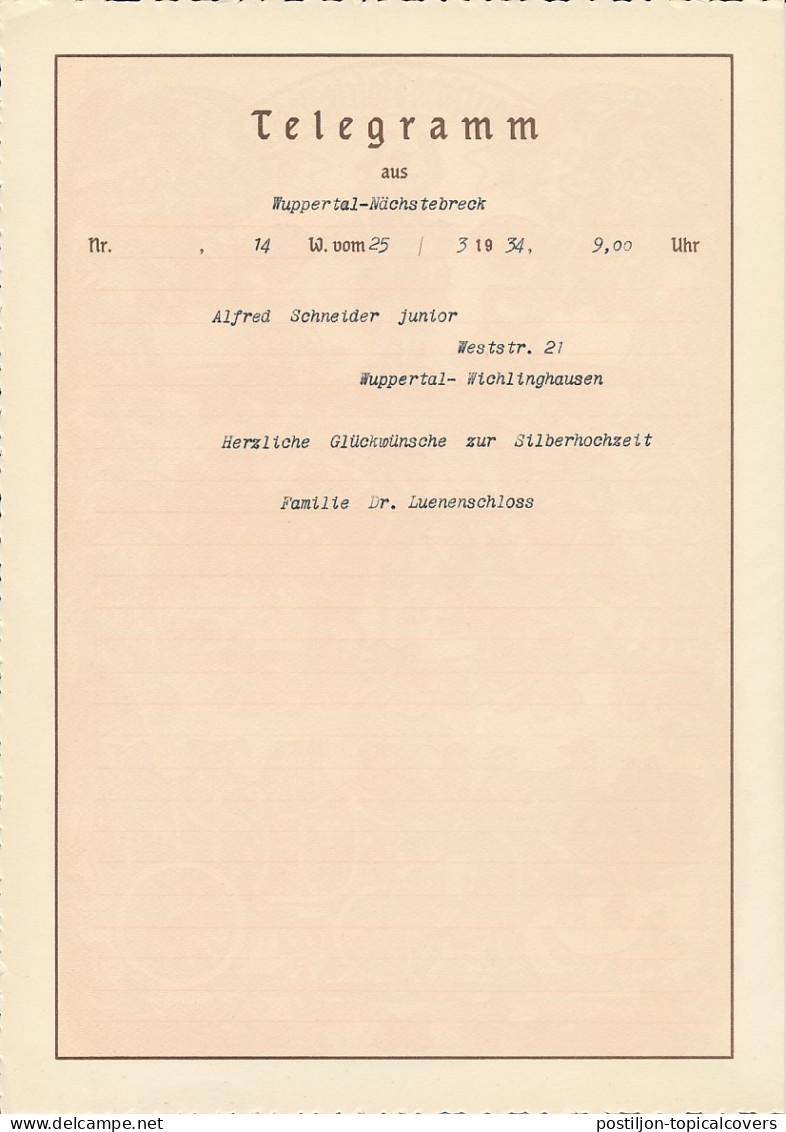 Telegram Germany 1934 - Schmuckblatt Telegramme Rural Wedding Procession - Horse Riders - Dog - Eagle - Unclassified