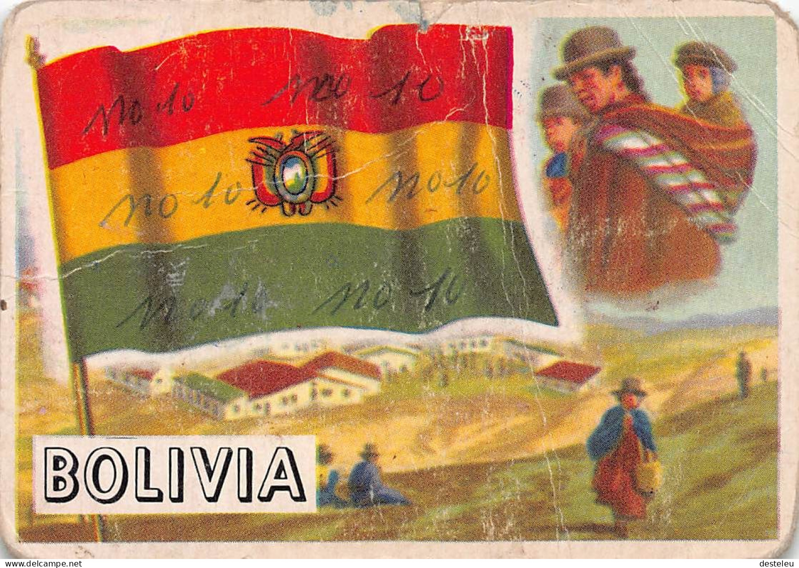 Flags Of The World Chromo - Bolivia  - 6.5 X 9.5 Cm - Sonstige & Ohne Zuordnung