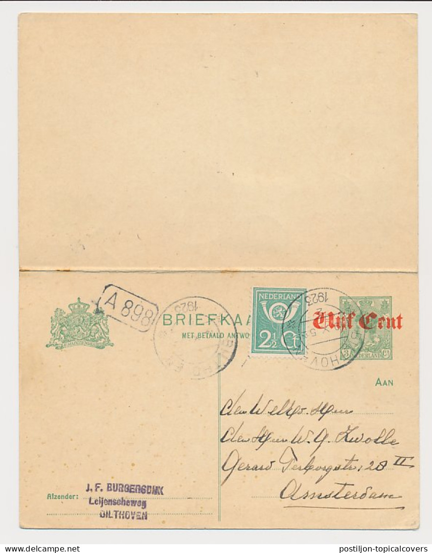 Briefkaart G. 115 / Bijfrankering Bilthoven - Amsterdam 1923 - Interi Postali