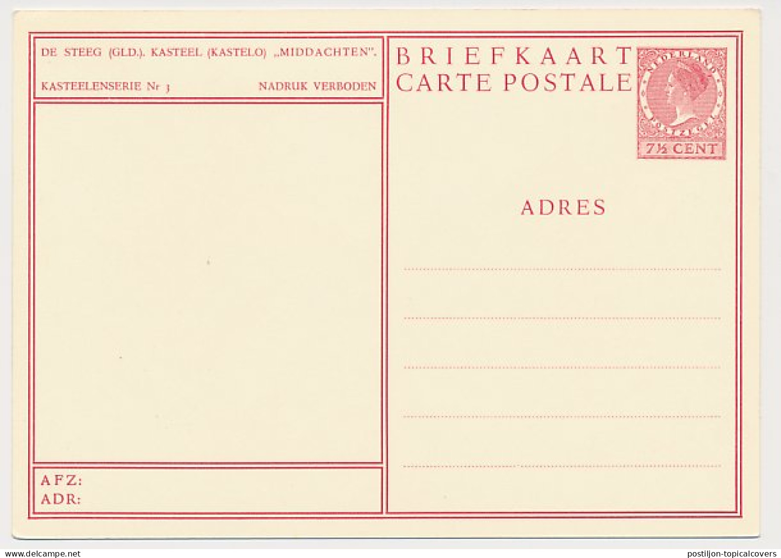 Briefkaart G. 257 C - De Steeg - Ganzsachen