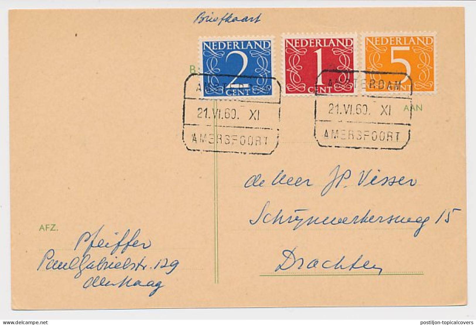 Treinblokstempel : Amsterdam - Amersfoort XI 1960 - Ohne Zuordnung