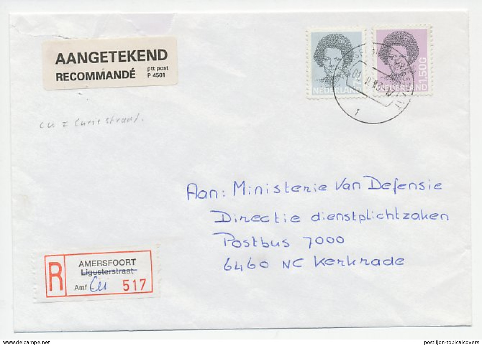 Em. Beatrix Aangetekend Amersfoort 1993 - Gewijzigd Strookje - Zonder Classificatie