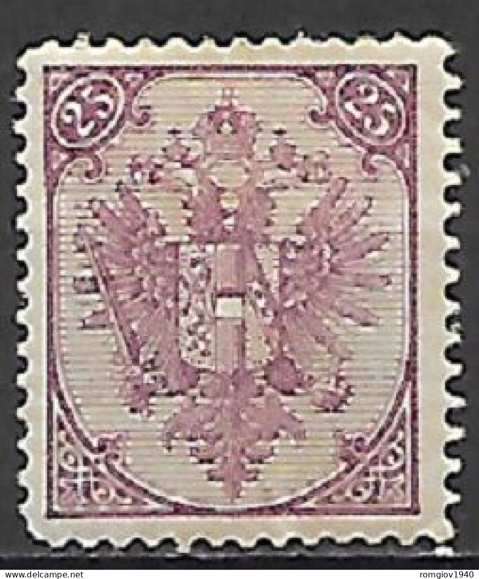 BOSNIA EZERGOVINA  1879-94 STEMMA CIFRA IN ALTO UNIF. 8  MLH  VF (CREPA NELLA COLLA) DENTELLATO 13 E MEZZO - Bosnien-Herzegowina