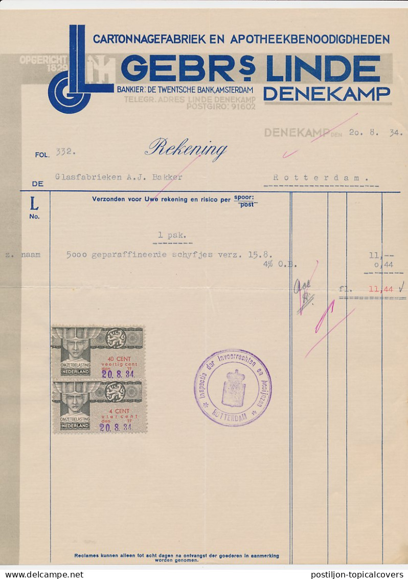 Omzetbelasting 4 CENT / 40 CENT - Denekamp 1934 - Steuermarken