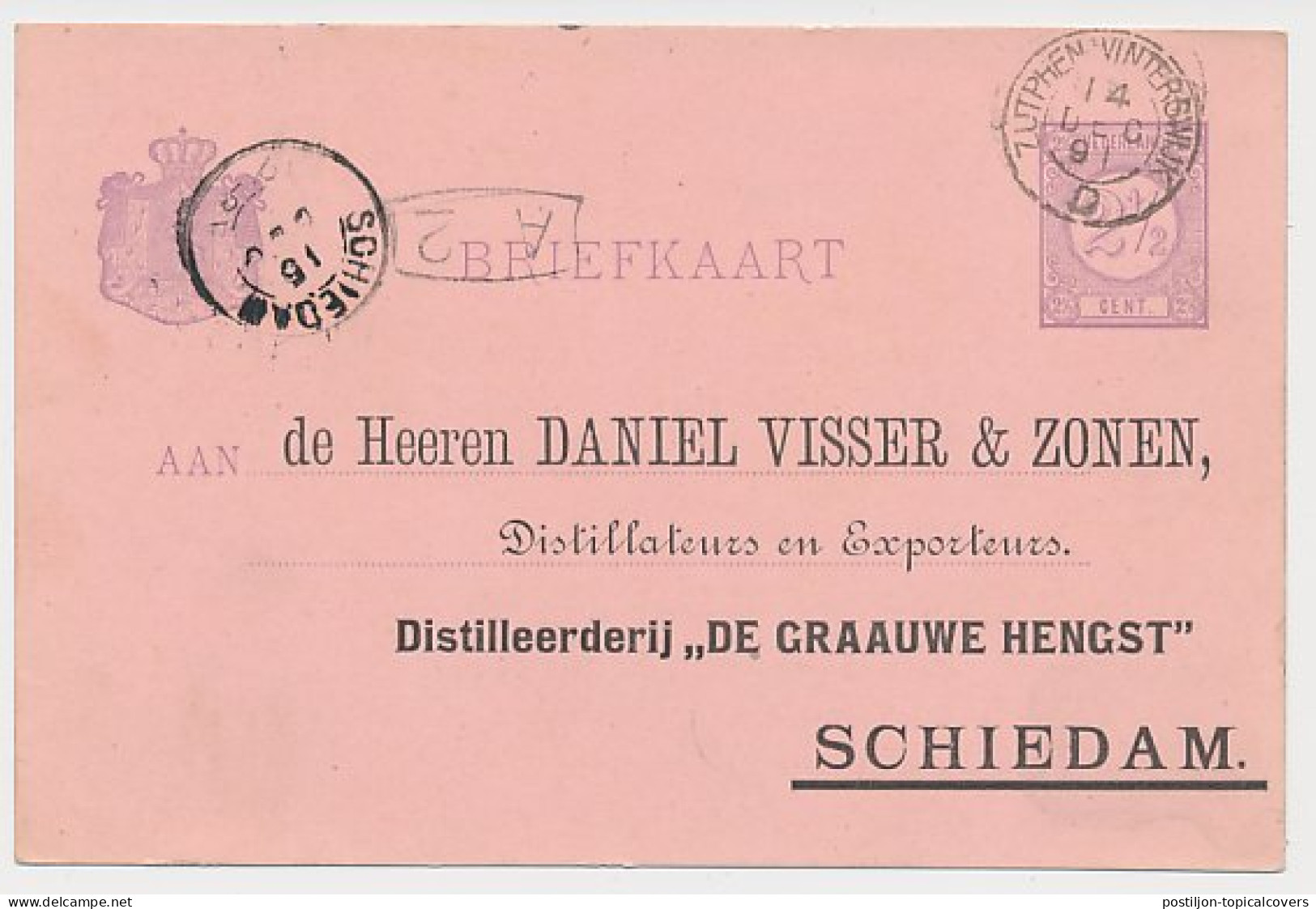 Trein Kleinrondstempel Zutphen - Winterswijk D 1891 - Cartas & Documentos