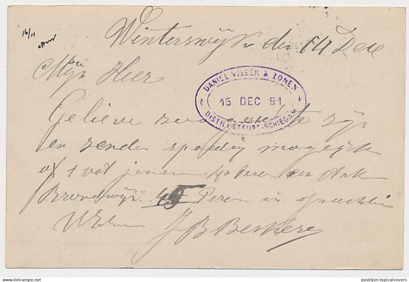 Trein Kleinrondstempel Zutphen - Winterswijk D 1891 - Storia Postale