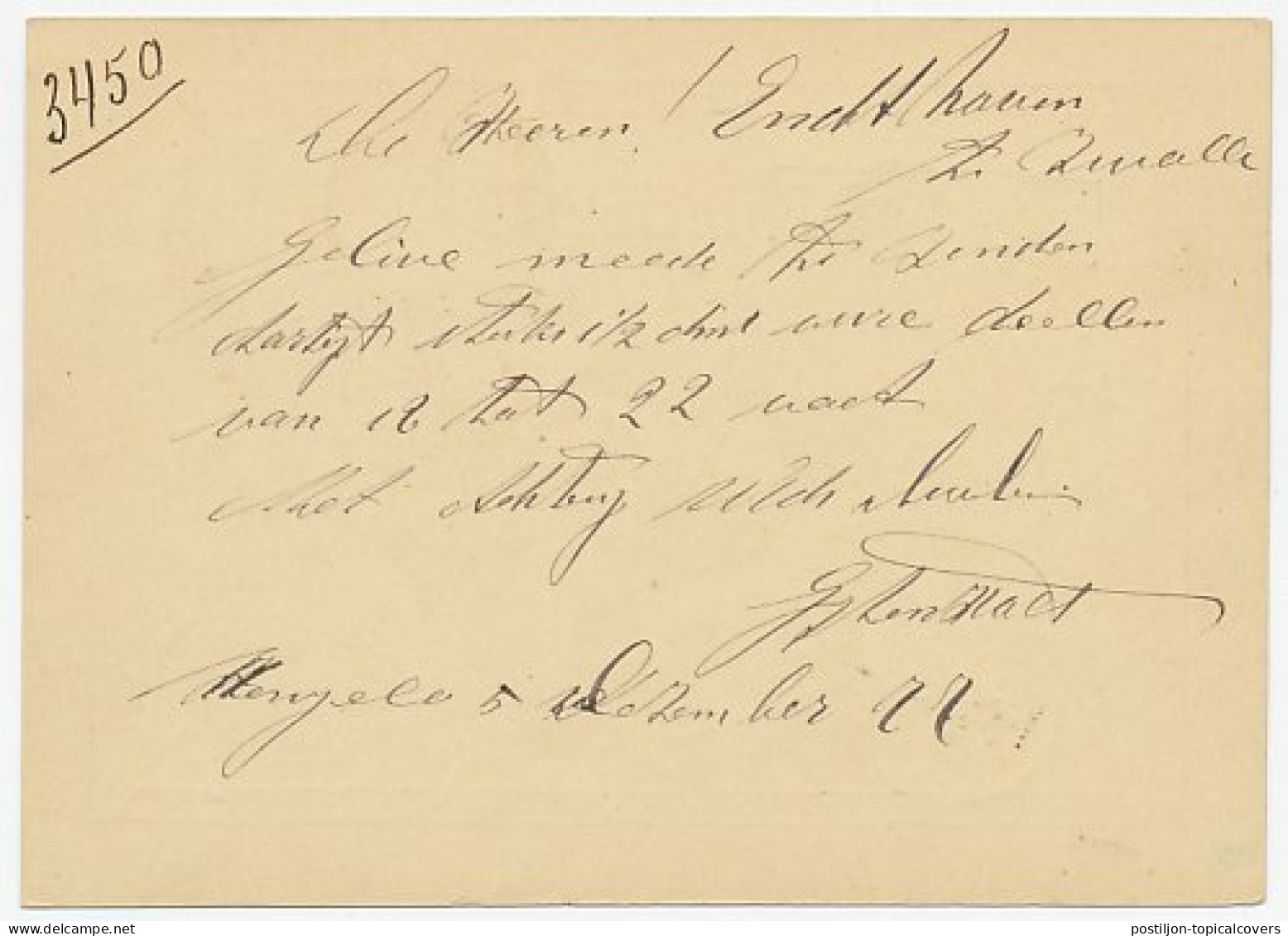 Trein Haltestempel Hengelo 1877 - Briefe U. Dokumente