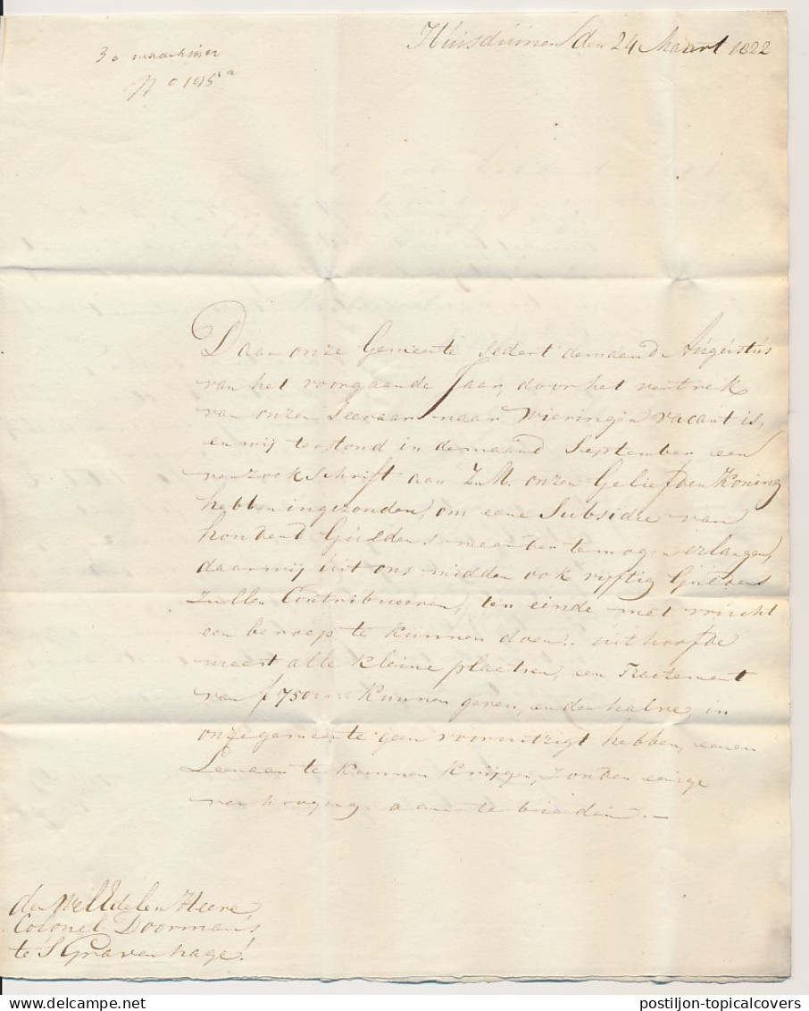 Huisduinen - DE HELDER FRANCO - S Gravenhage 1822 - ...-1852 Préphilatélie
