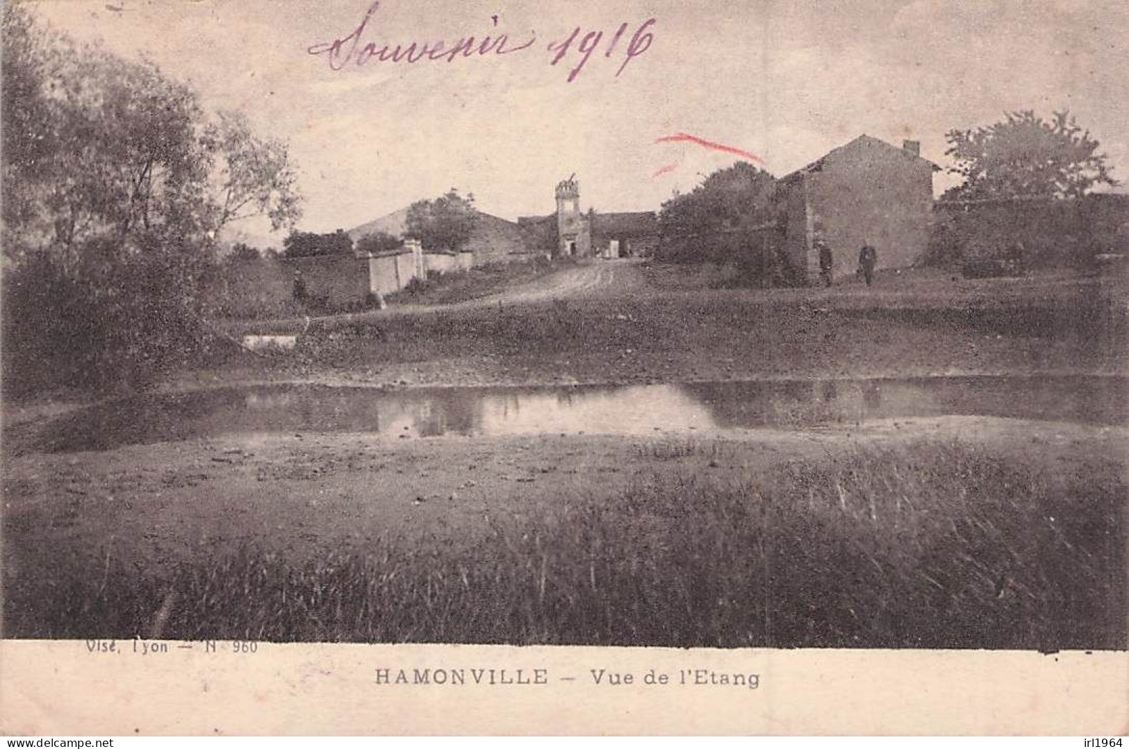 HAMONVILLE VUE DE L'ETANG 1916 - Guerra 1914-18