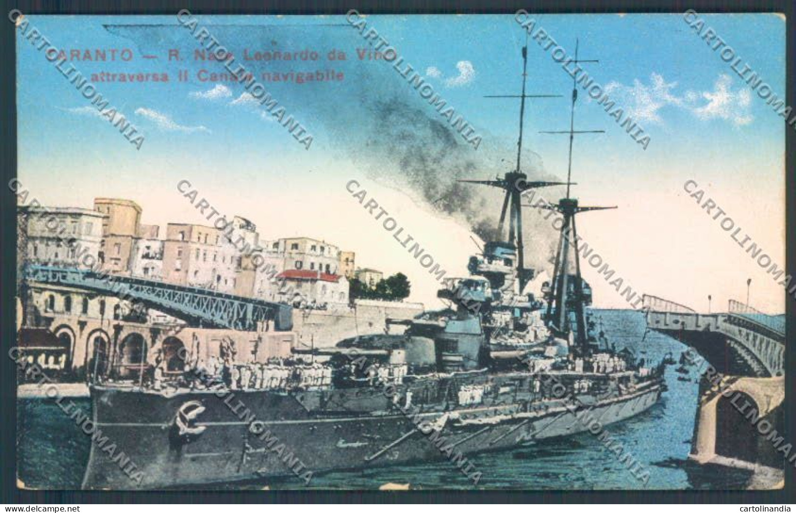 Taranto Città Nave Da Guerra Cartolina ZB6177 - Taranto