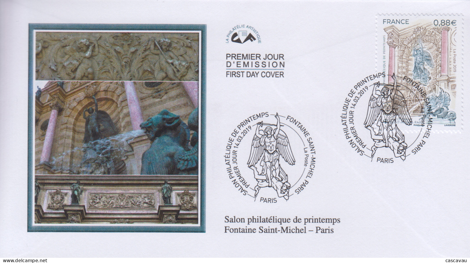 Enveloppe  FDC  1er  Jour    FRANCE   Salon  Philatélique  De   Printemps   Fontaine  Saint  Michel   2019 - 2010-2019