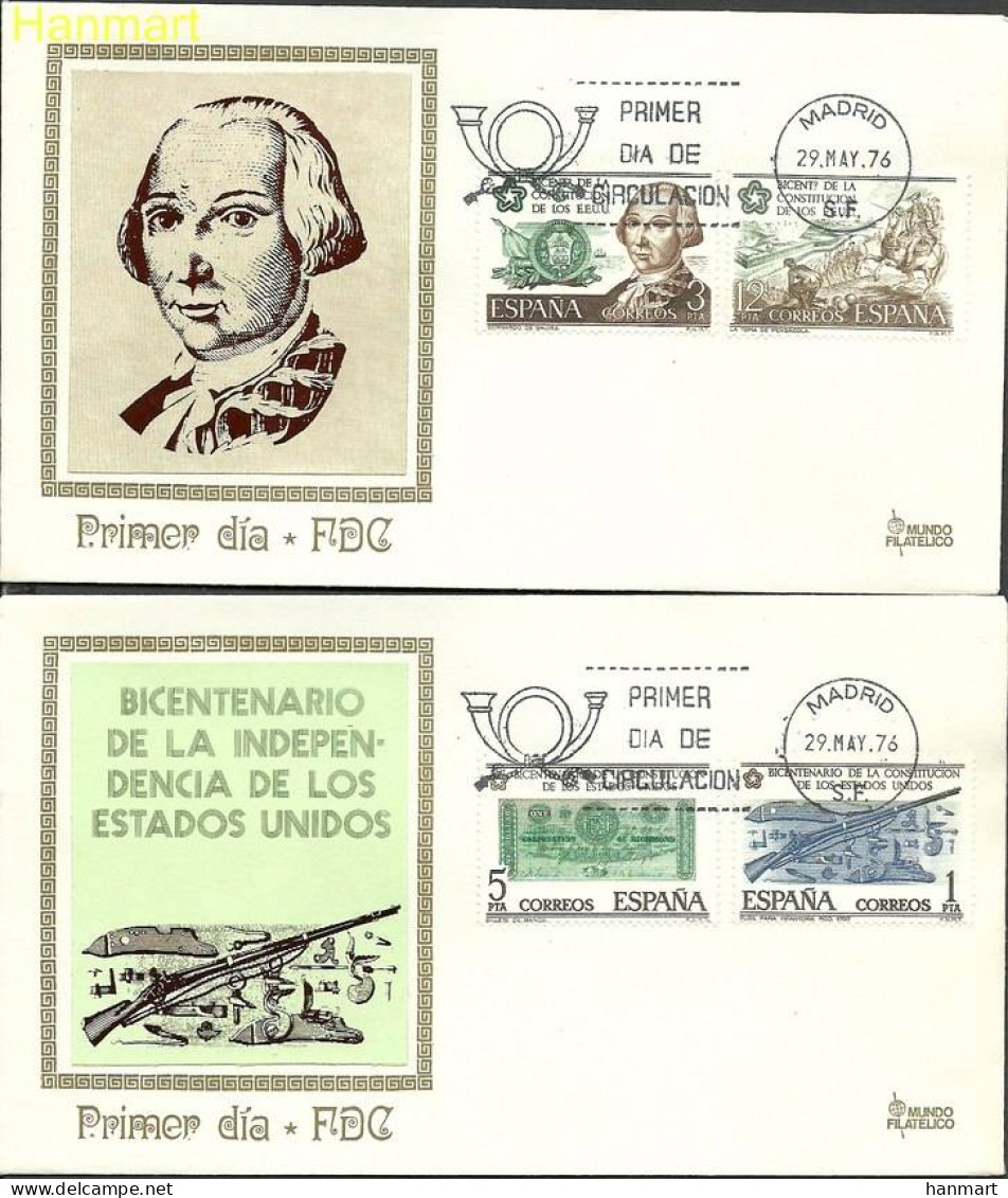 Spain 1976 Mi 2215-2218 FDC  (FDC ZE1 SPN2215-2218) - Monete