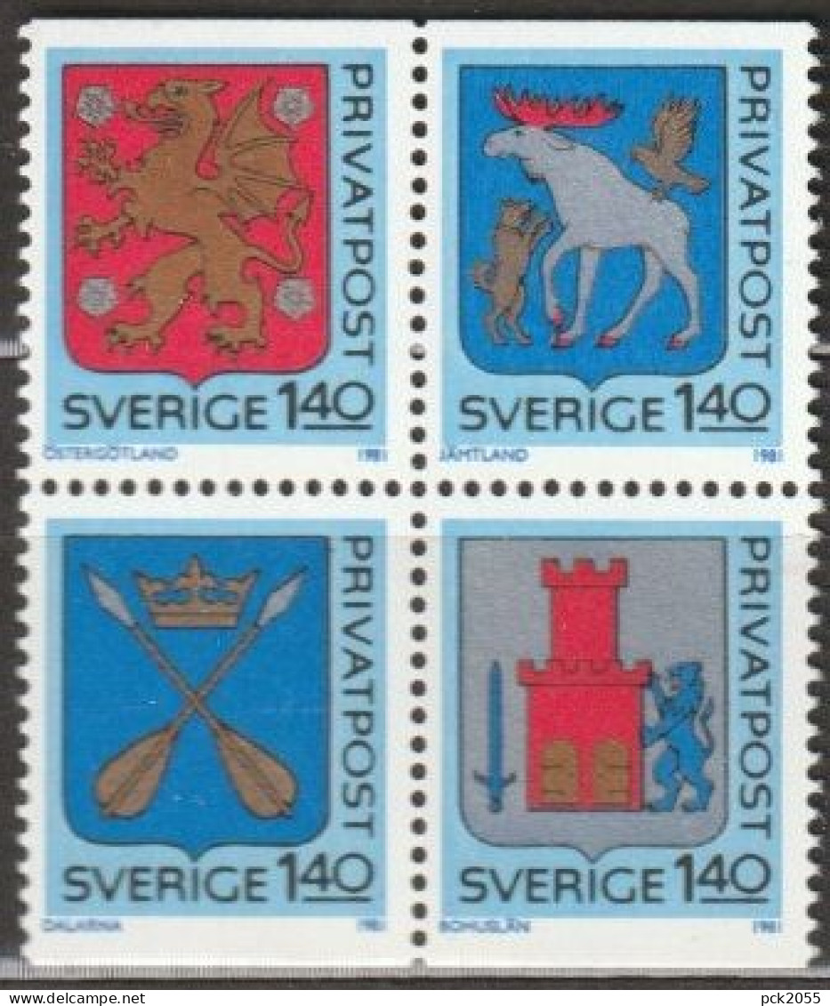 Schweden 1981 Mi-Nr.1145 - 1148 ** Postfrisch Provinzwappen ( 7847 ) - Unused Stamps