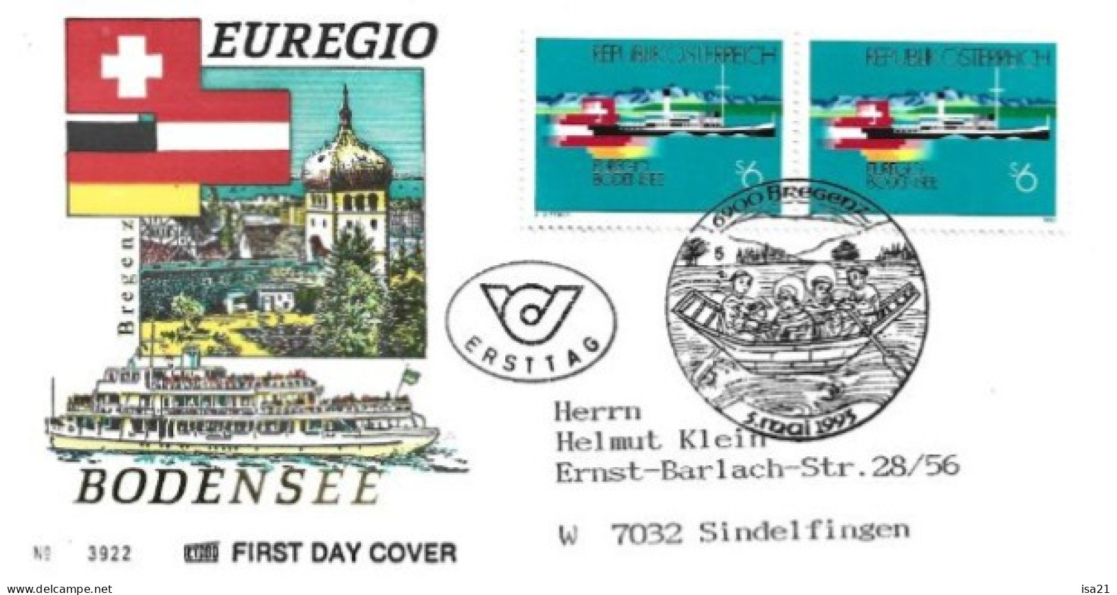 AUTRICHE: FIRST DAY COVER 1993: EUREGIO, BODENSEE, Bregenz. - FDC