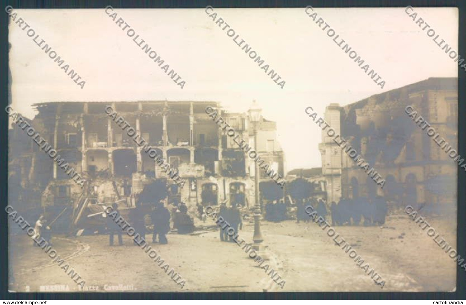 Messina Terremoto Città Piazza Cavallotti Foto Cartolina ZB9751 - Messina