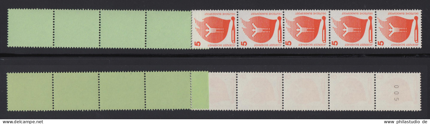 Bund 694 A RE 5+4 Grün/dextrin Schwarze Nr. Unfallverhütung 5 Pf Postfrisch - Rollenmarken