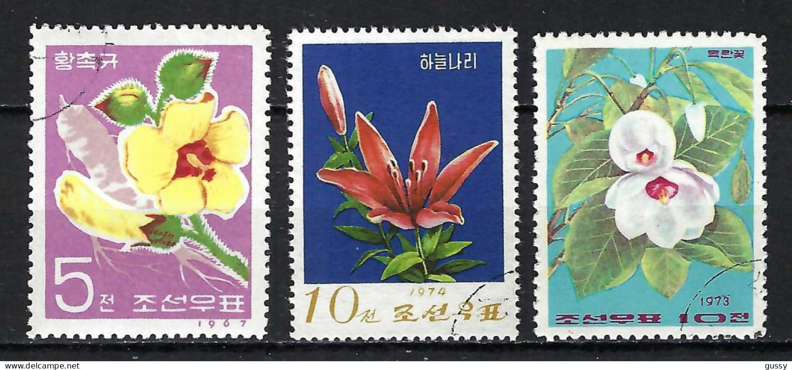 COREE DU NORD Ca.1967-74:  Lot D' Obl. "FLEURS" - Andere & Zonder Classificatie