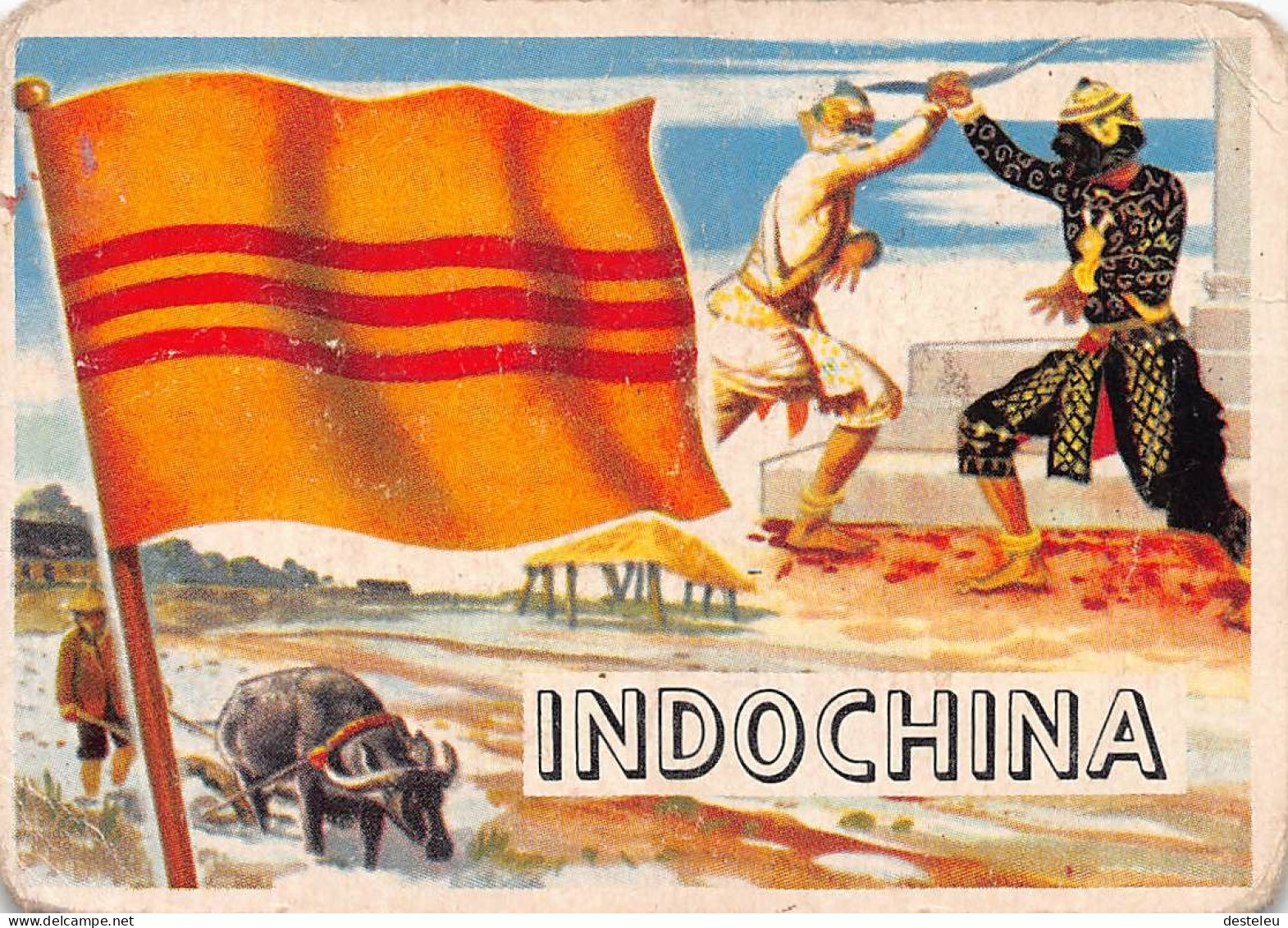 Flags Of The World Chromo - Indochina - 6.5 X 9.5 Cm - Sonstige & Ohne Zuordnung