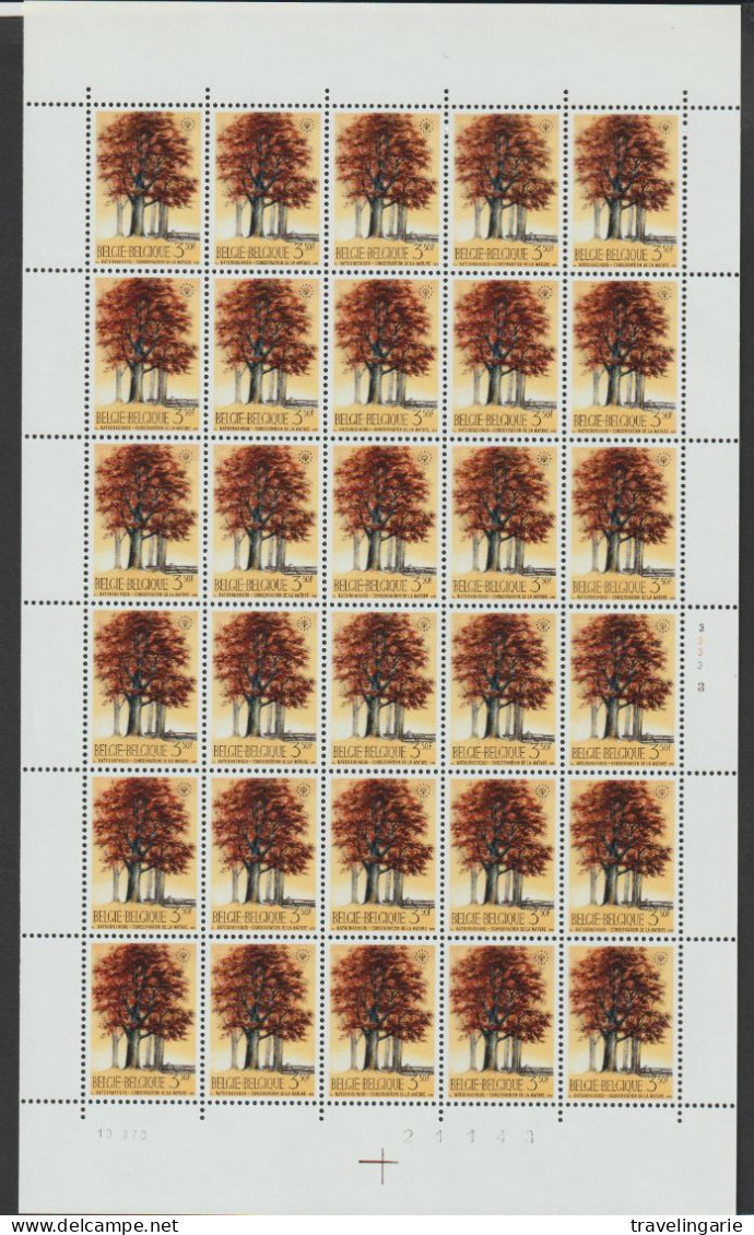 Belgium 1970 European Year Of Nature Conservation (Trees)  Full Sheets Plate 3 And 4 MNH ** - Árboles