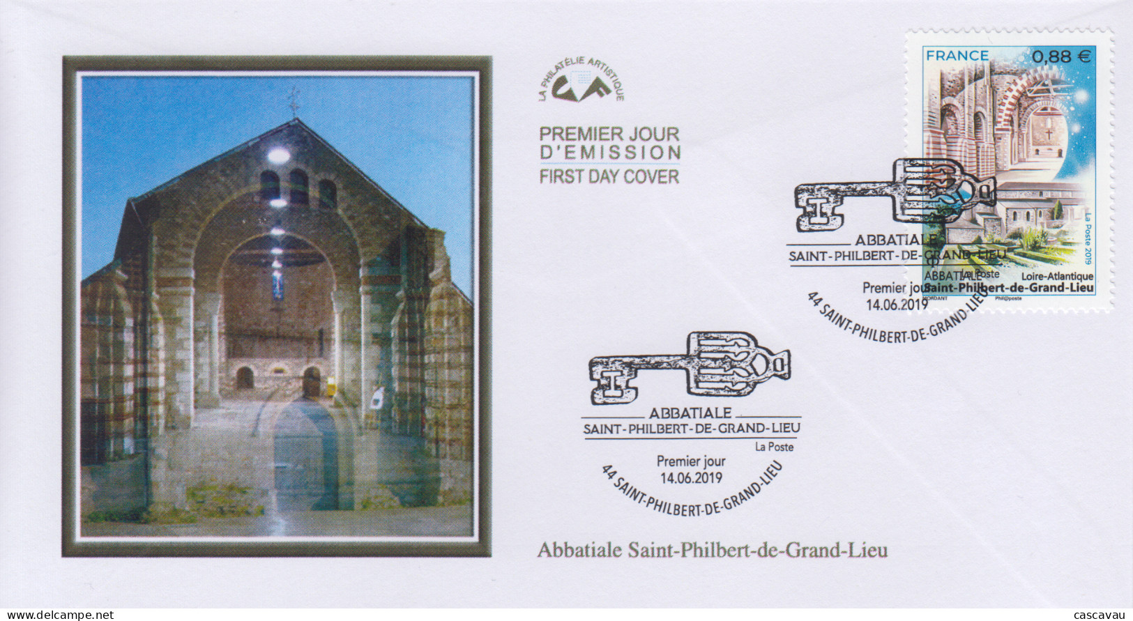 Enveloppe  FDC   1er  Jour   FRANCE   Abbatiale   SAINT  PHILBERT  DE  GRAND  LIEU   2019 - 2010-2019