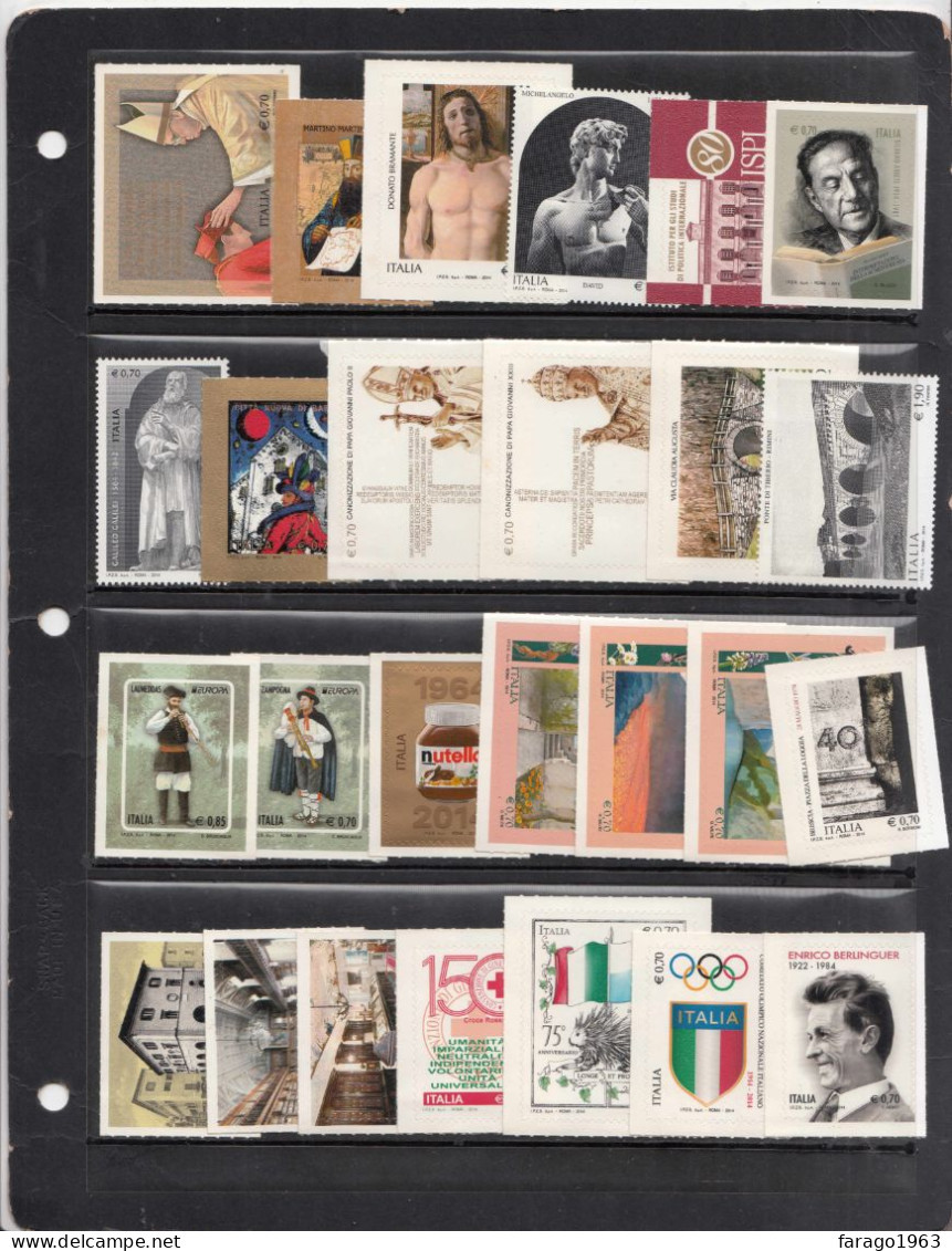 2014 Italy Collection Of 26 Different Stamps Face Value €19.70 MNH @ BELOW FACE VALUE - 2011-20: Nieuw/plakker