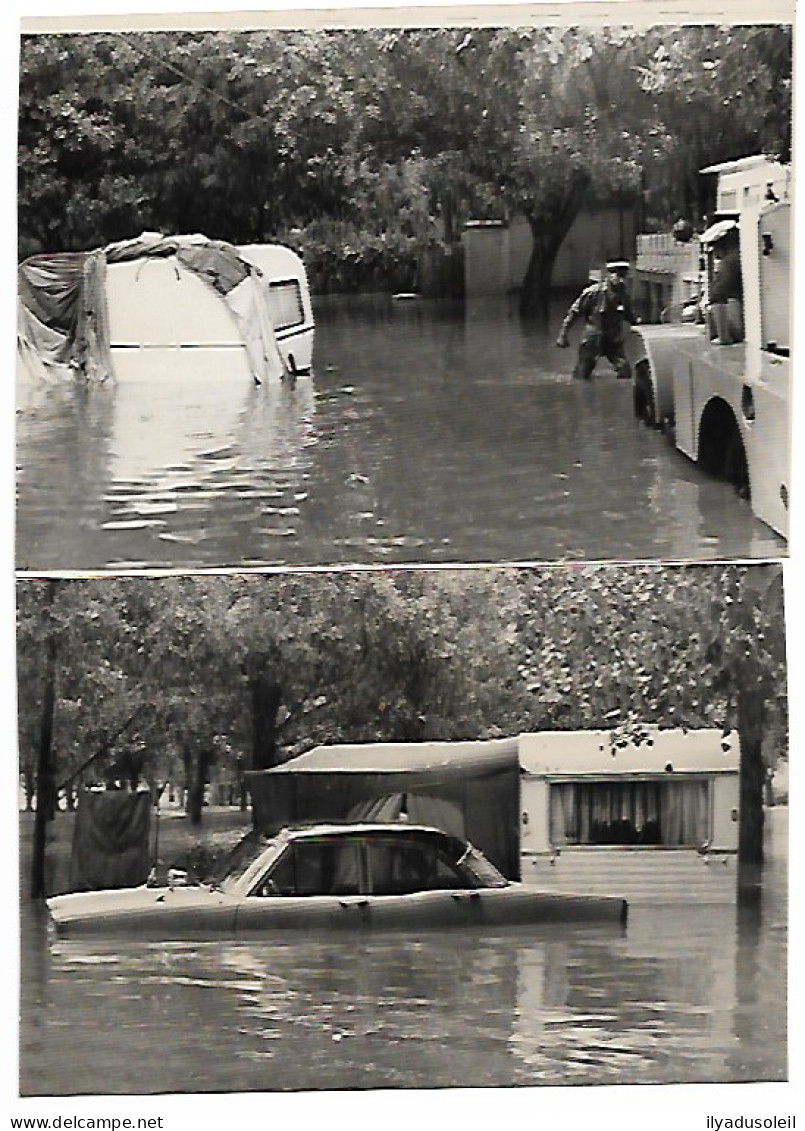 Argeles Lot De 2 Photos Inondation Sep 1971 Dans Un Camping - Argeles Sur Mer