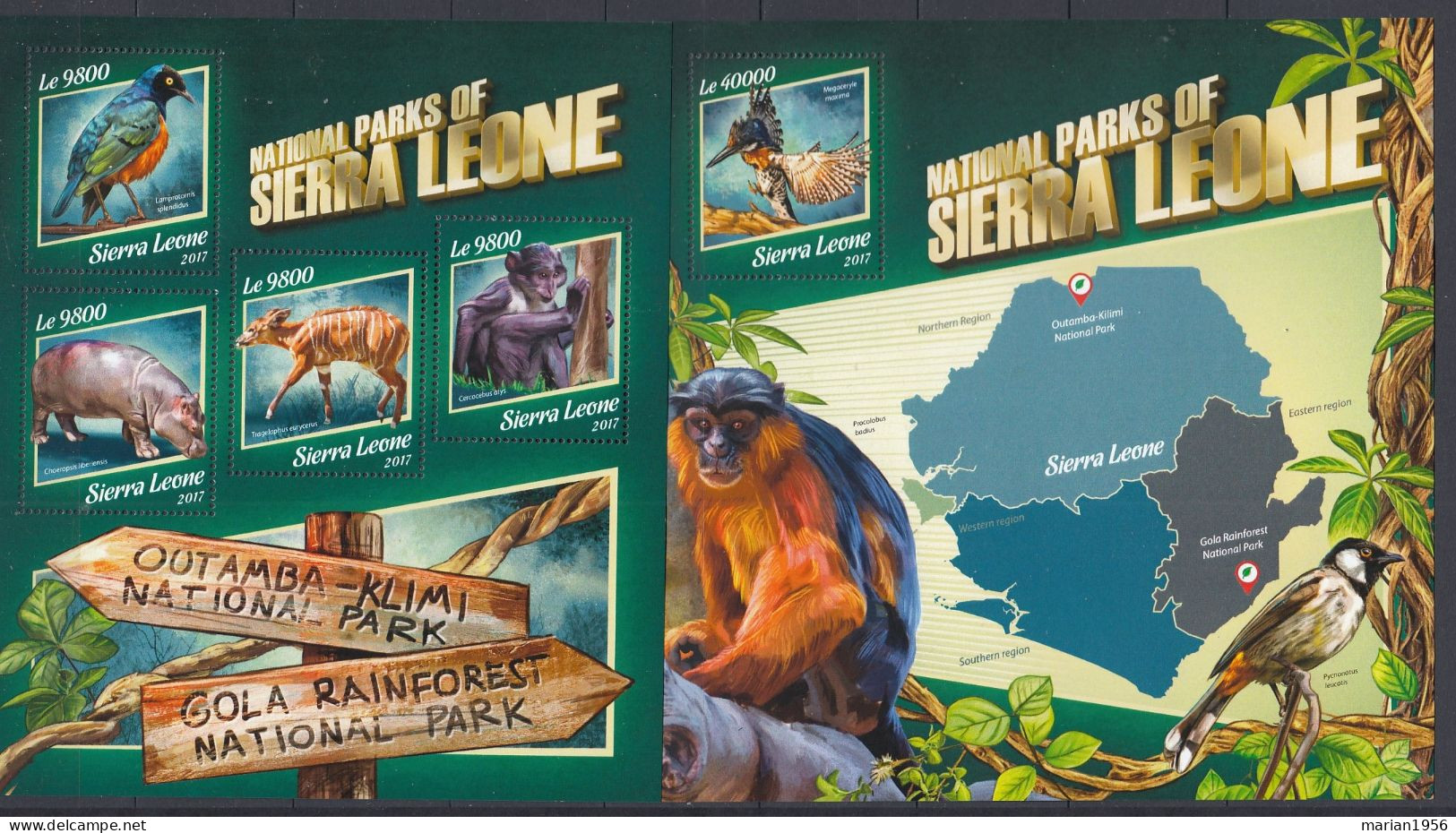 Sierra Leone 2017 - NATIONAL PARKS Of Sierra Leone - B.F. + Bloc - MNH - Yvert 39 Eur. - Autres & Non Classés