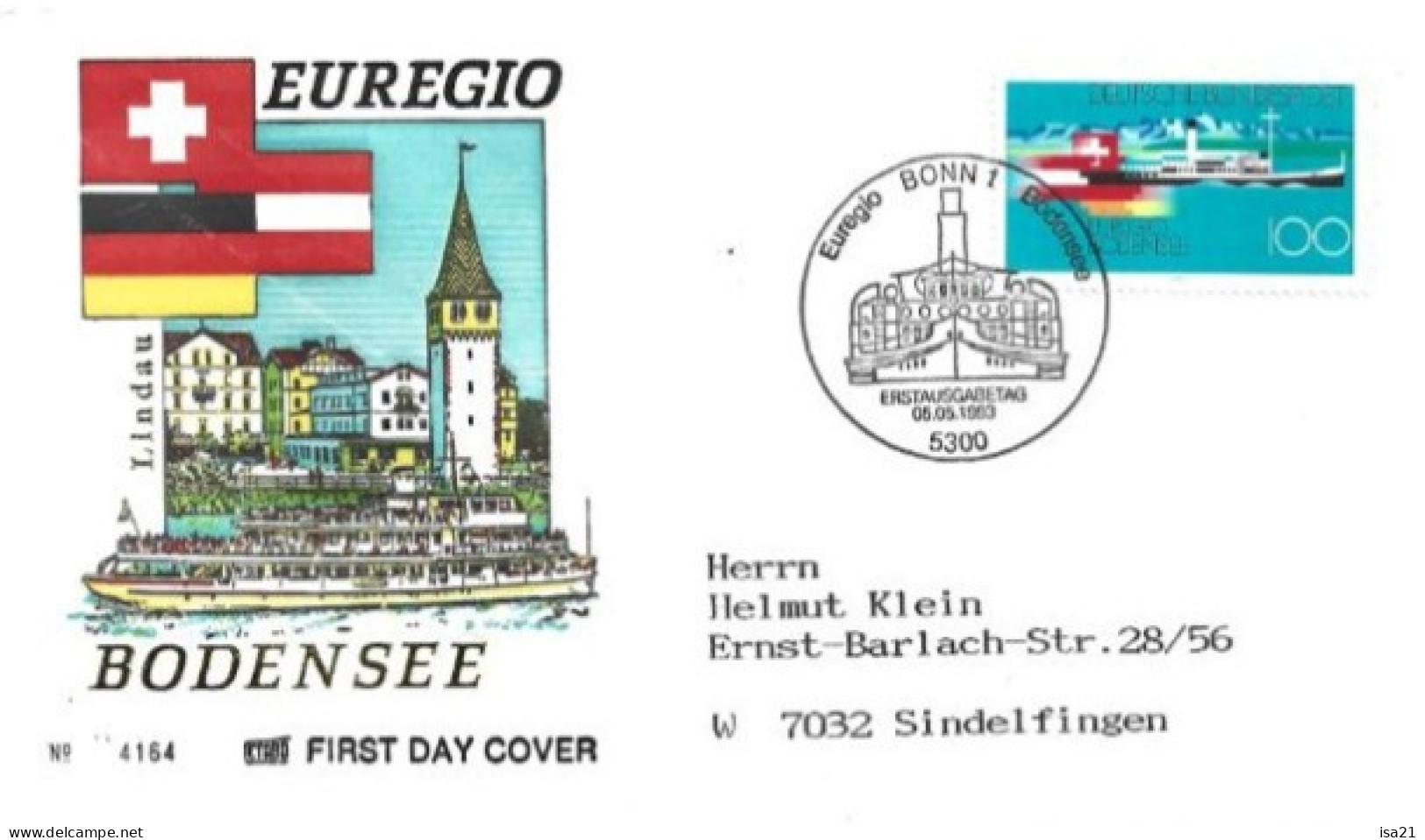 Allemagne: FIRST DAY COVER 1993: EUREGIO, BODENSEE, Bonn. - 1991-2000