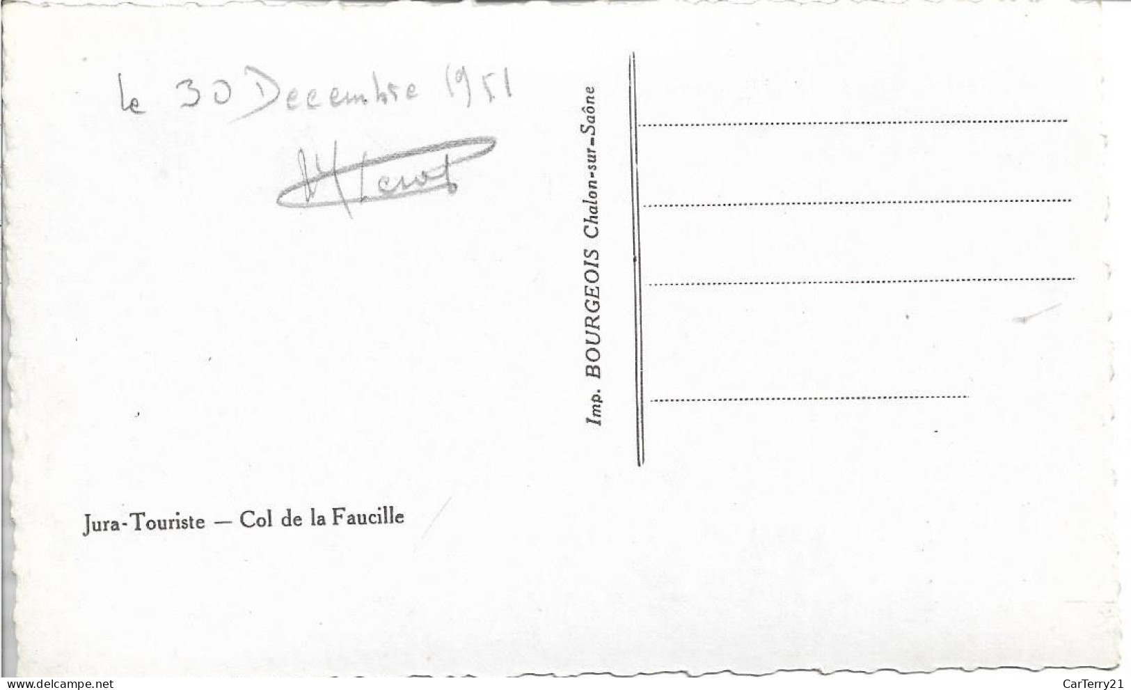01. COL DE LA FAUCILLE. DENEIGEMENT. 1951. - Ohne Zuordnung