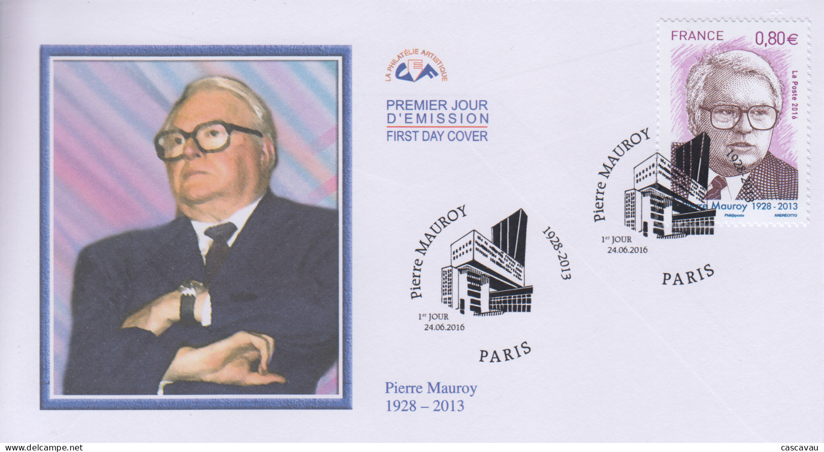 Enveloppe  FDC   1er  Jour    FRANCE    Pierre   MAUROY     PARIS    2016 - 2010-2019