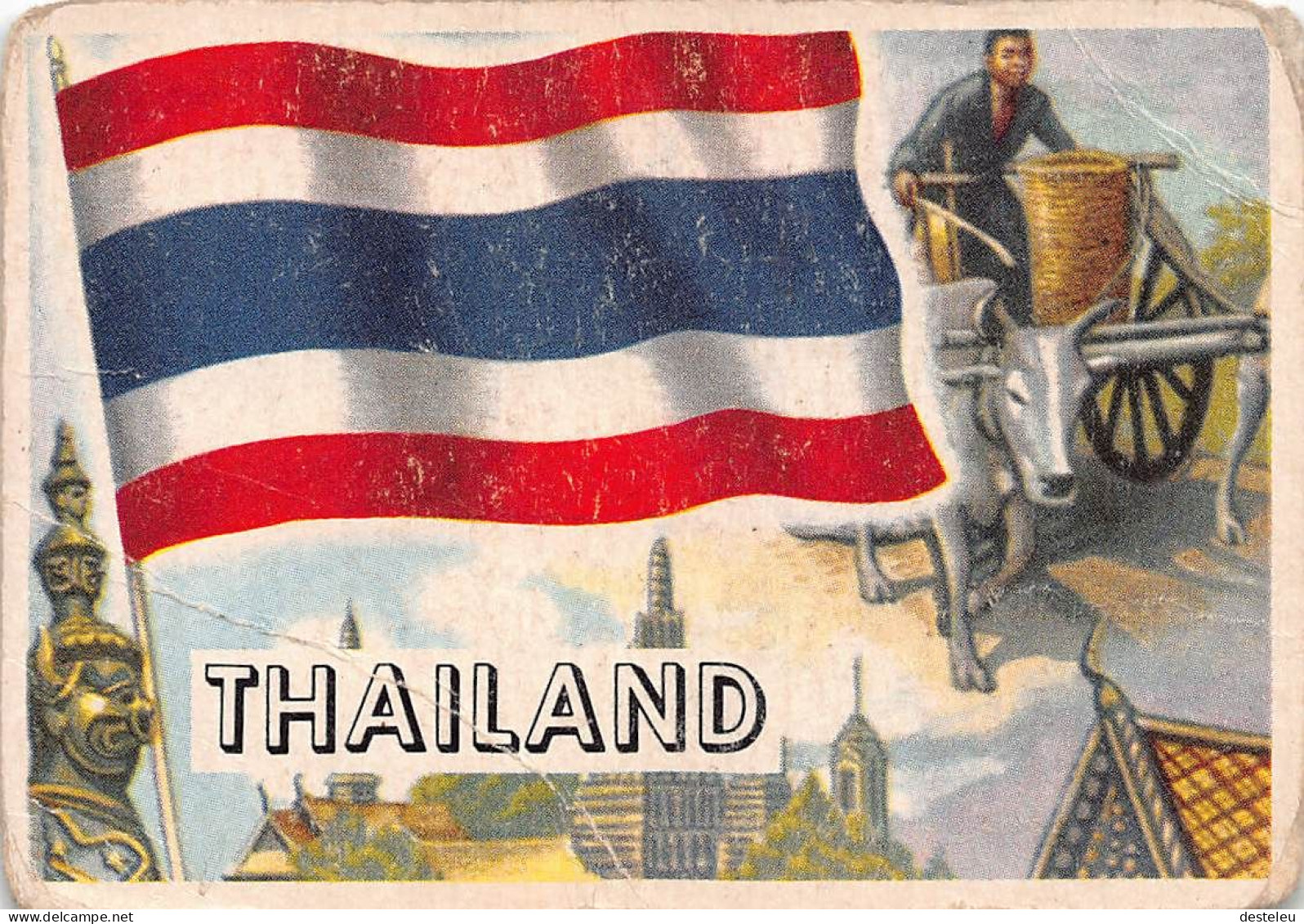 Flags Of The World Chromo - Thailand - 6.5 X 9.5 Cm - Sonstige & Ohne Zuordnung