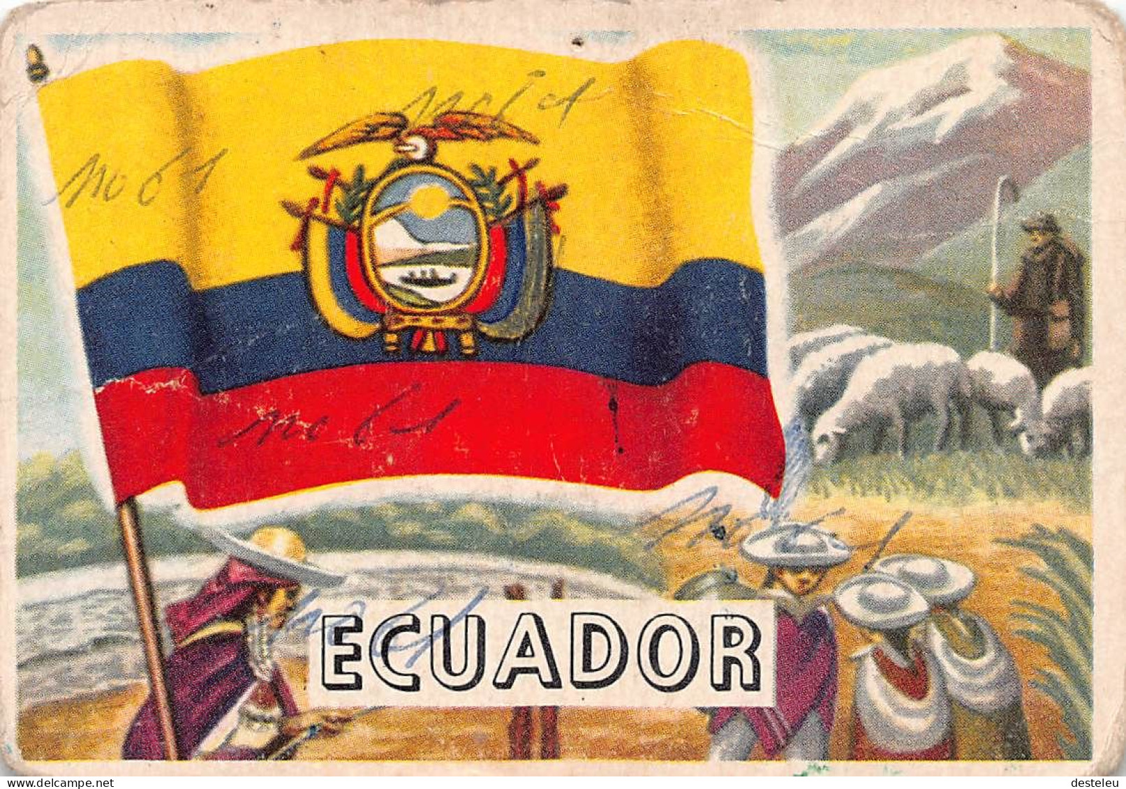 Flags Of The World Chromo - Ecuador - 6.5 X 9.5 Cm - Autres & Non Classés