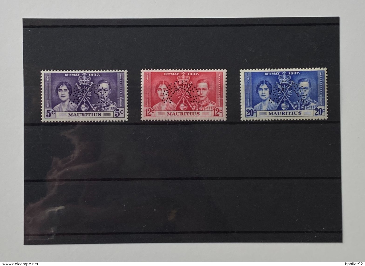 !!! ÎLE MAURICE, COURONNEMENT DE GEORGE IV 1937, SÉRIE PERFORÉE SPECIMEN, NEUFS ﹡ - Mauritius (...-1967)