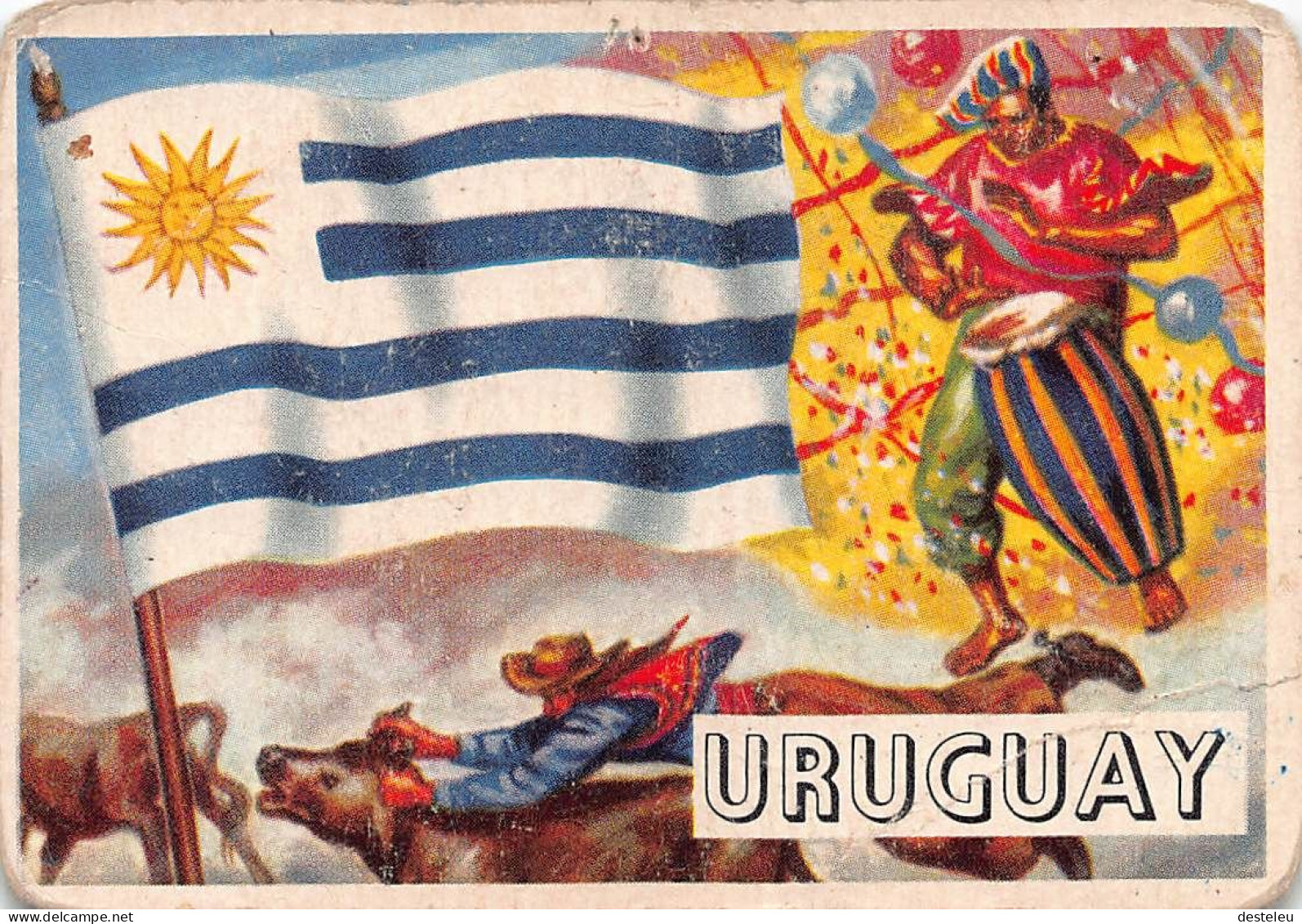 Flags Of The World Chromo - Uruguay - 6.5 X 9.5 Cm - Autres & Non Classés