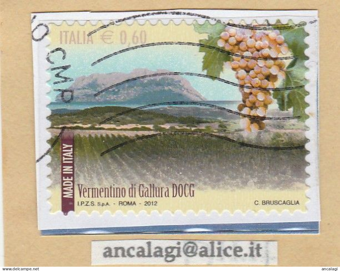 USATI ITALIA 2012 - Ref.1207G "MADEIN ITALY: Vermentino Di Gallura" 1 Val. - - 2011-20: Afgestempeld